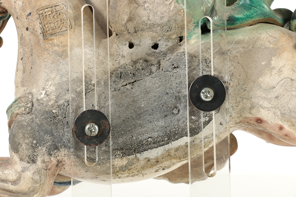 Chinese Porcelain Roof Tile Figurine of Man Riding a Horse