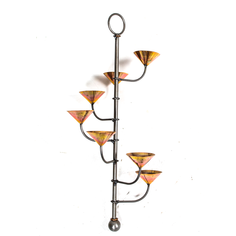 Iron and Copper Hanging Candle Holder