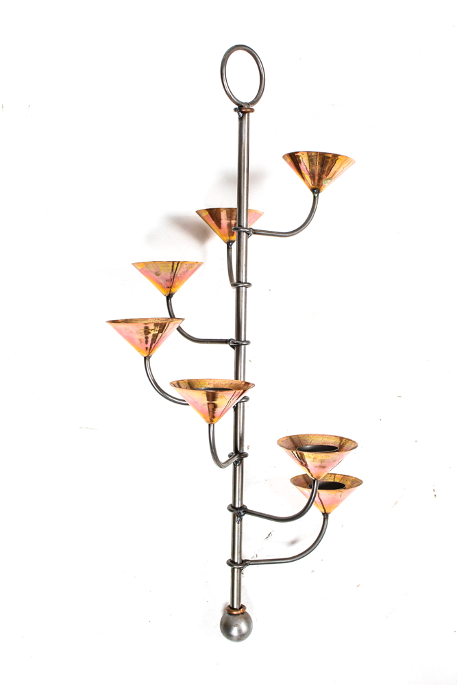 Iron and Copper Hanging Candle Holder