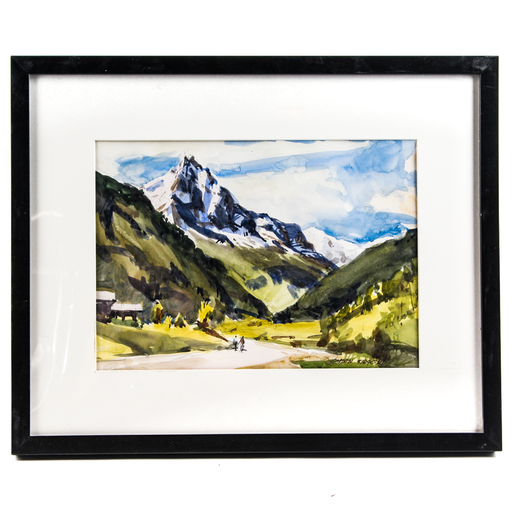 Gordon Radford Watercolor of Swiss Alps