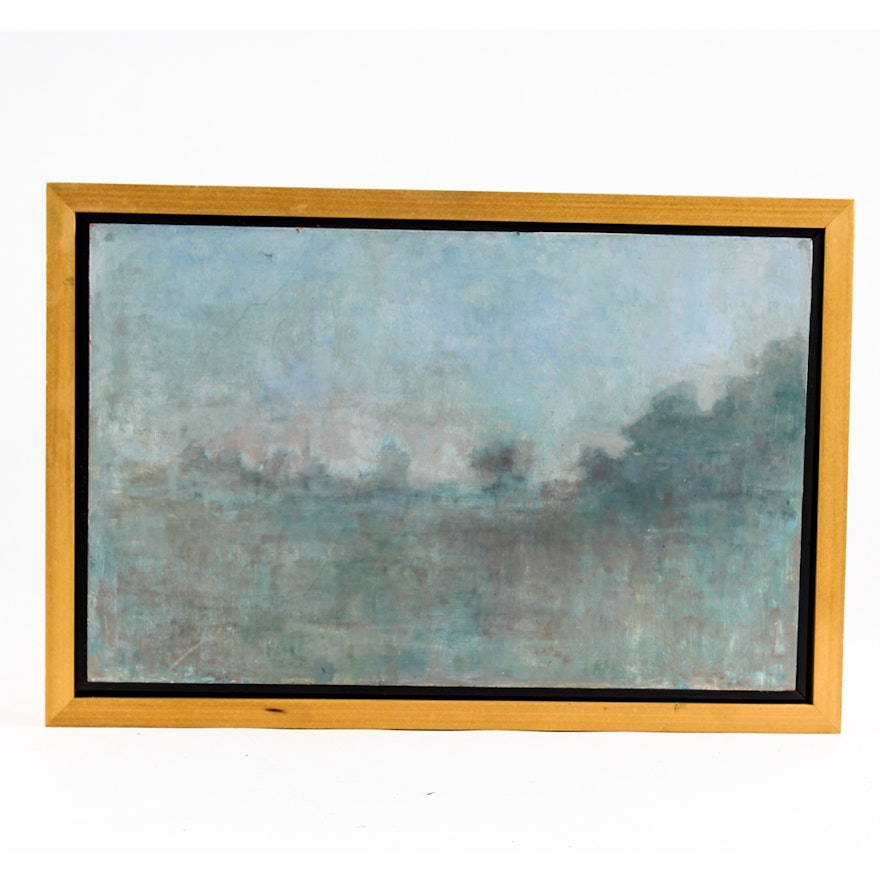 Richard Otten Oil on Board Foggy Landscape