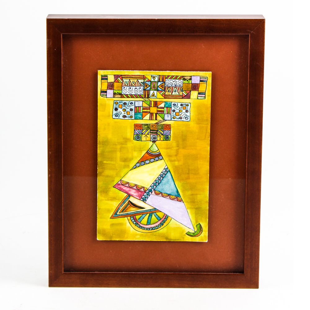 Abstract Ink and Watercolor Painting