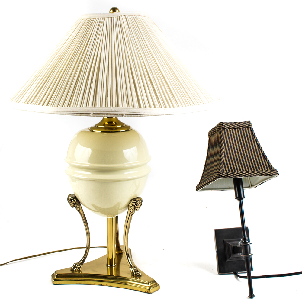Ceramic and Brass Table Lamp