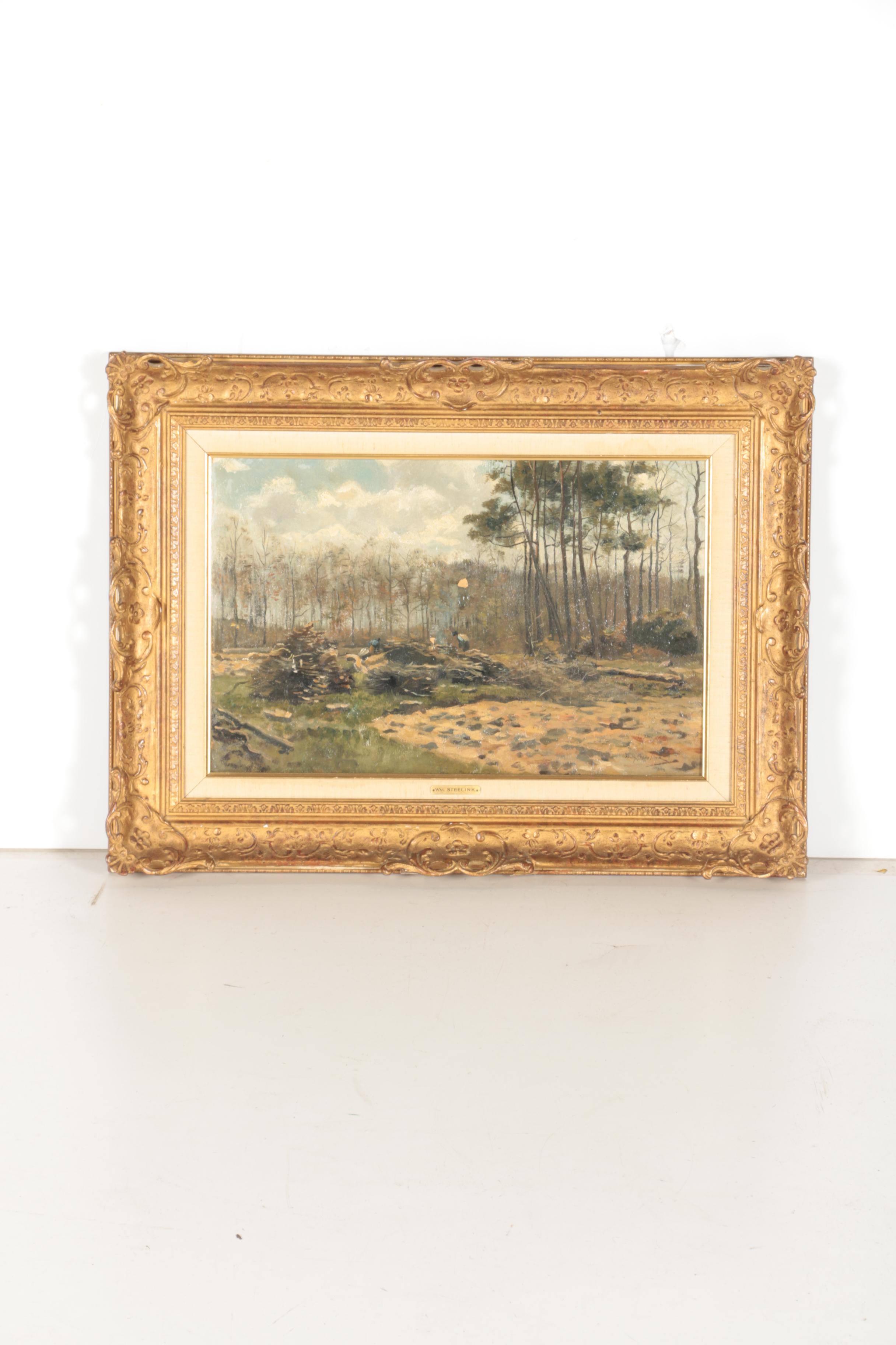 Willem Steelink Oil Painting "The Wood Cutters"