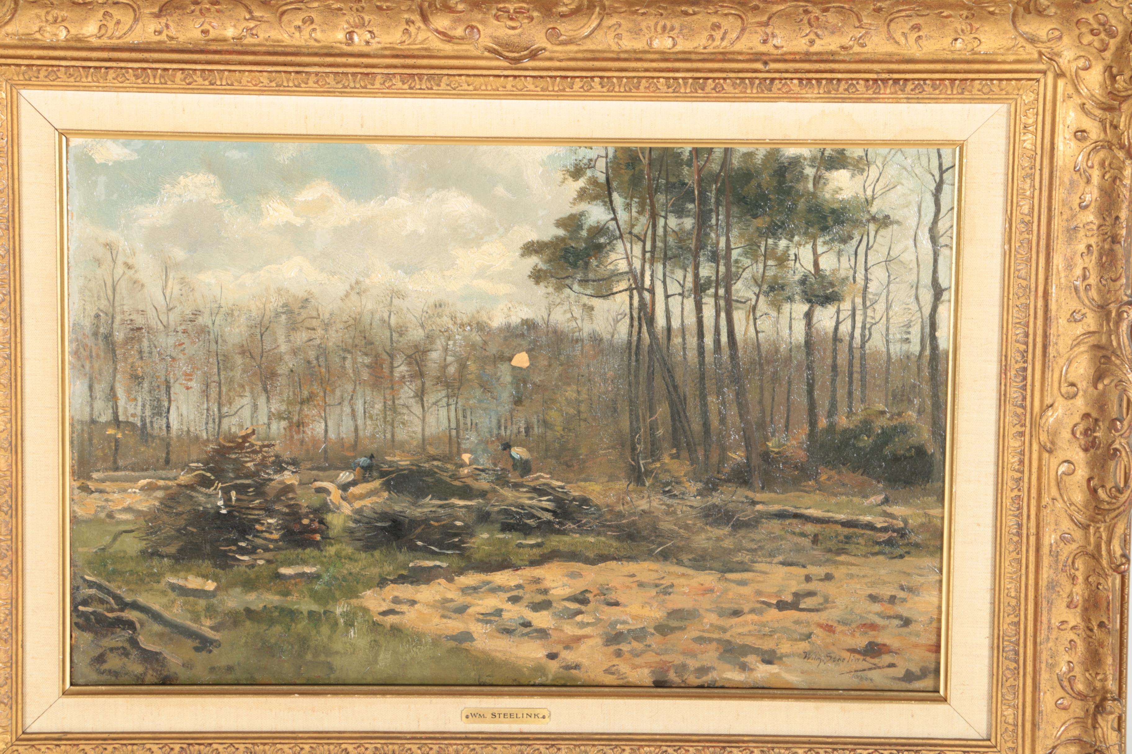 Willem Steelink Oil Painting "The Wood Cutters"