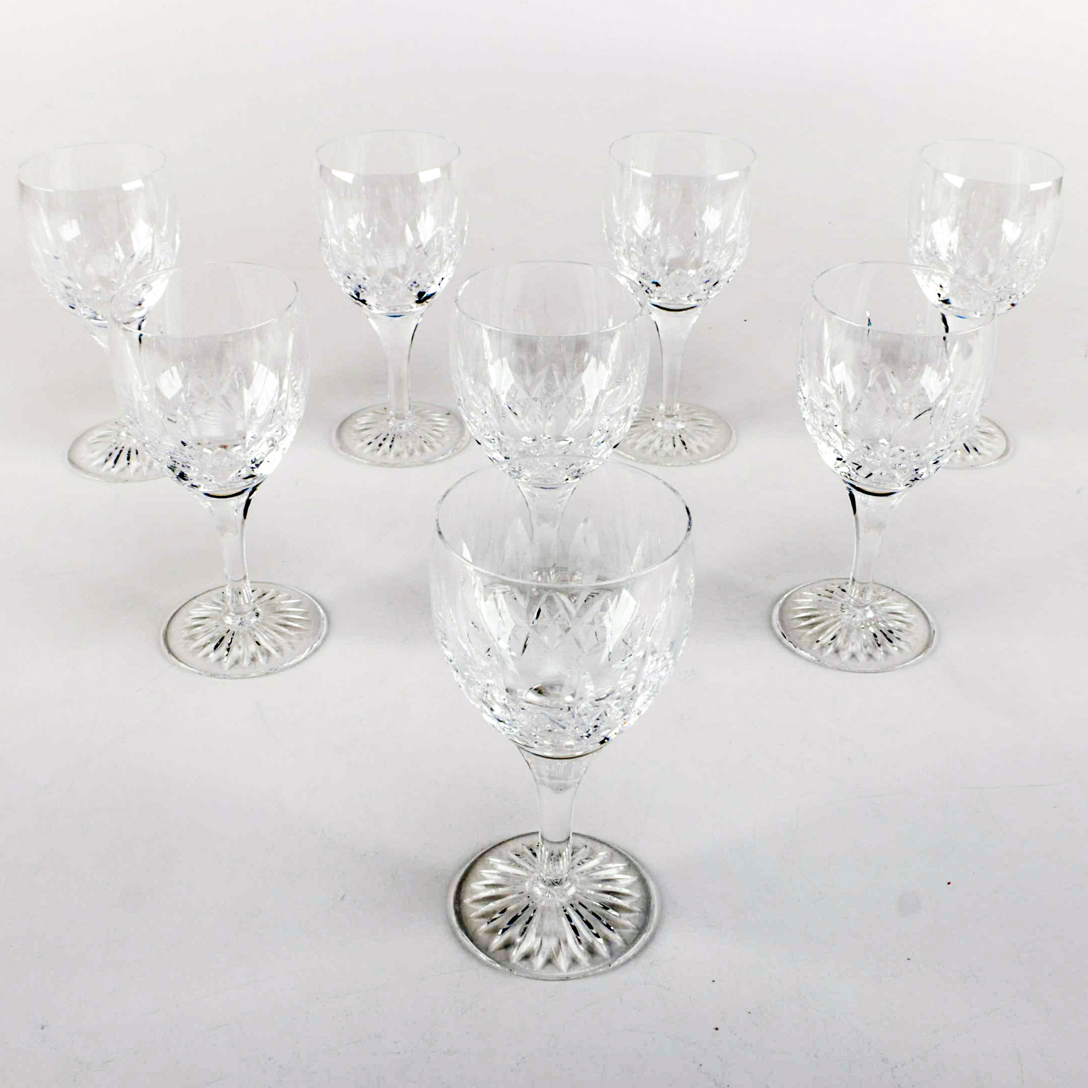 Eight Stuart Crystal, "Glencoe"  Pattern Small Wine Glasses