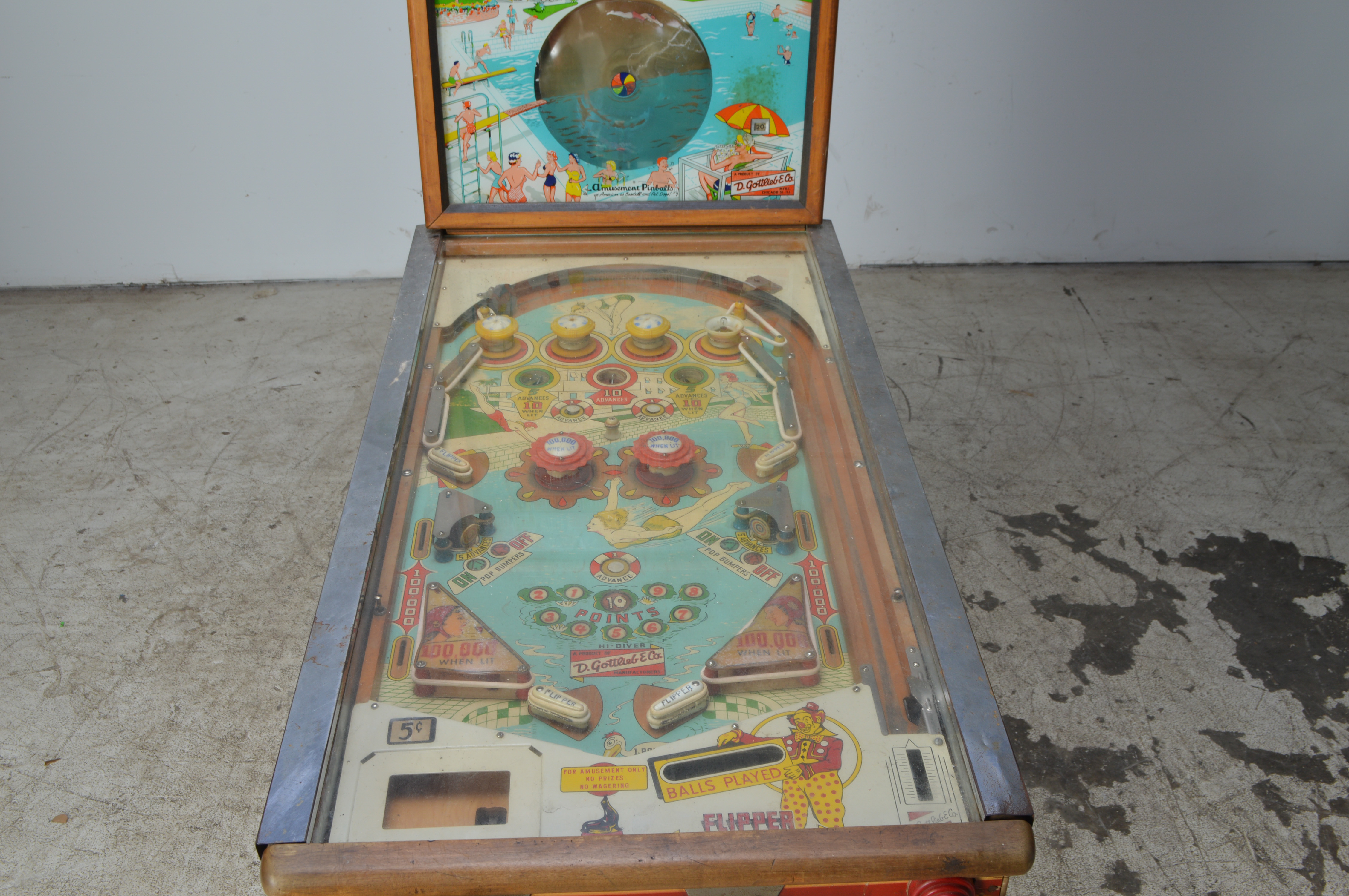 Vintage 1959 Gottlieb "Hi-Diver" Pinball Machine