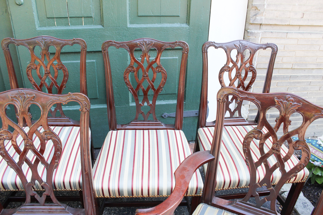 Set of Ten Chippendale Style Mahogany Dining Chairs by Kaplan EBTH