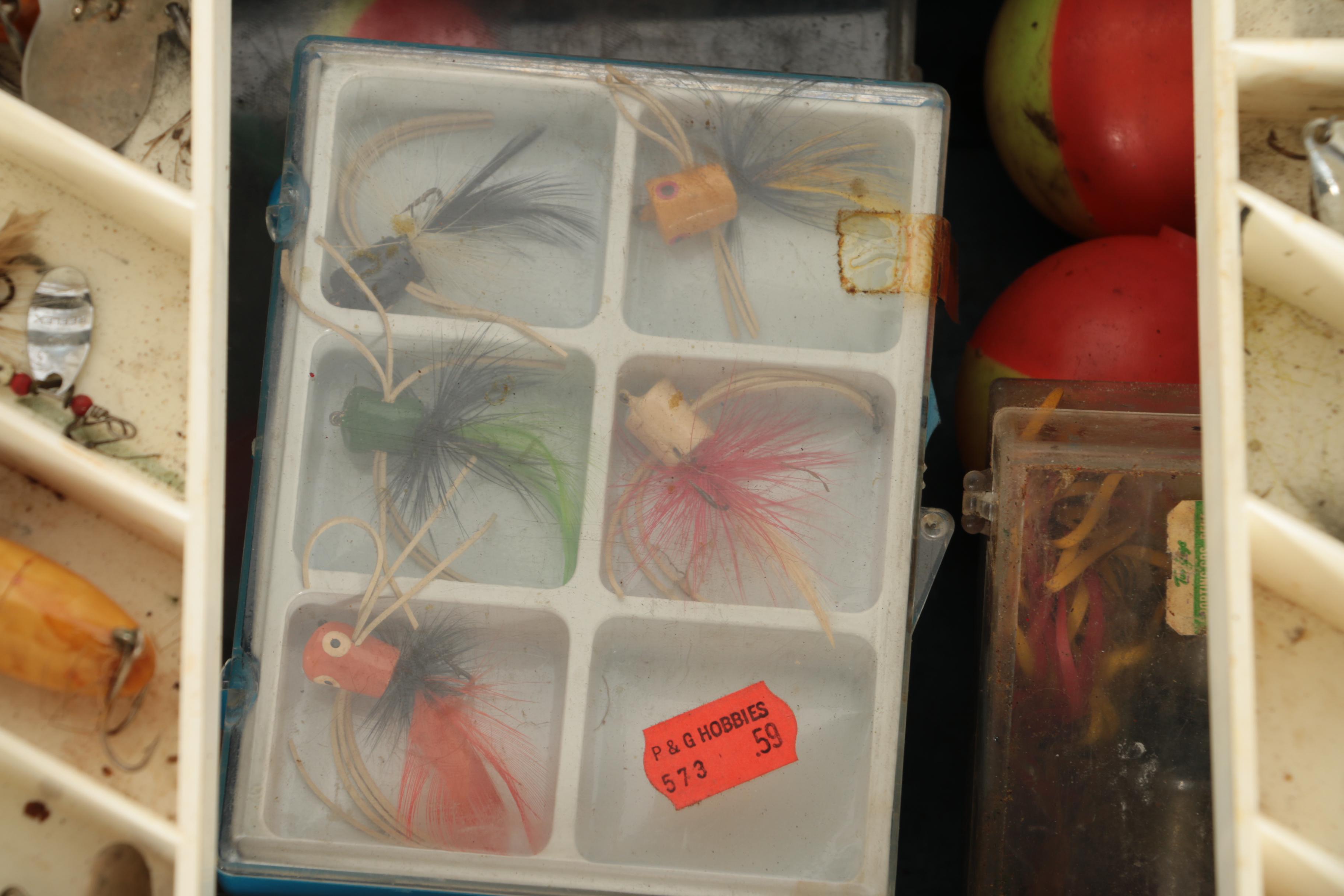 Large Assortment of Fishing Rods, Reels, Lures and Tackle with Box