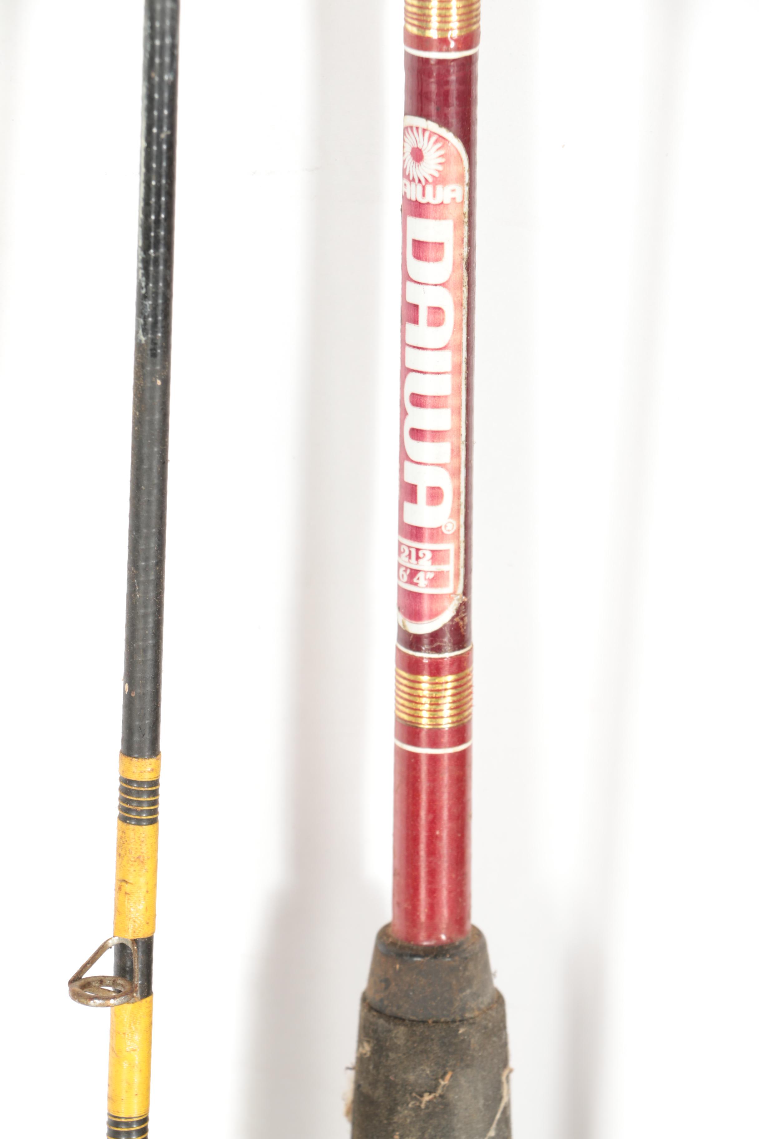 Large Assortment of Fishing Rods, Reels, Lures and Tackle with Box