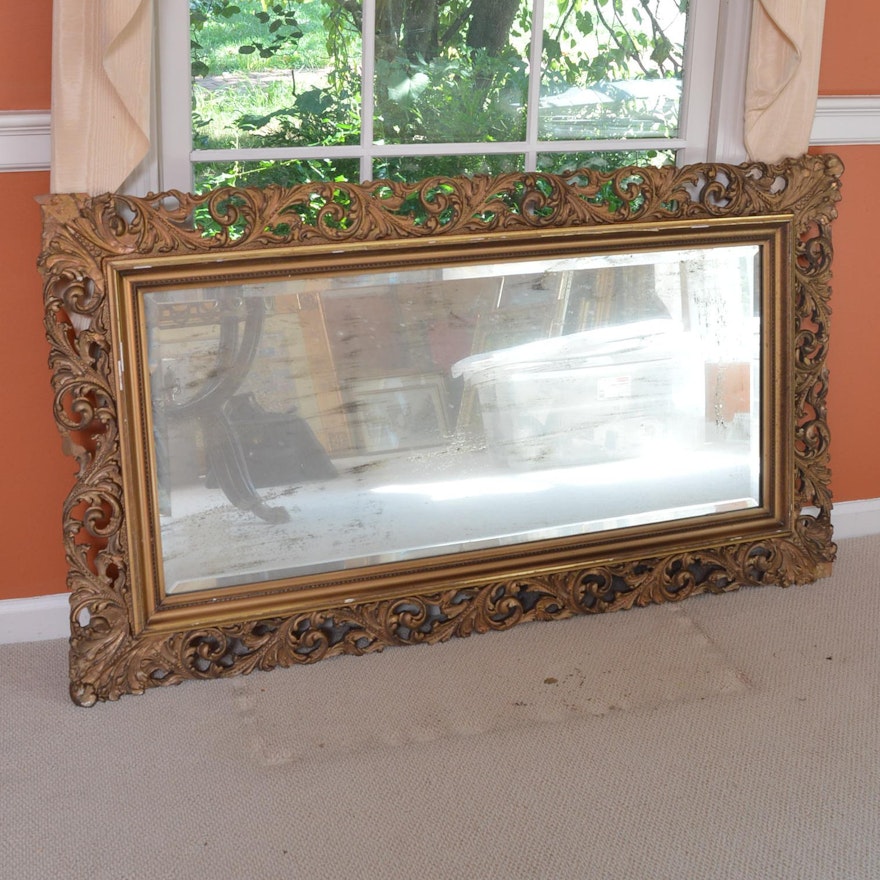 Antique Gilt Wooden Wall Mirror