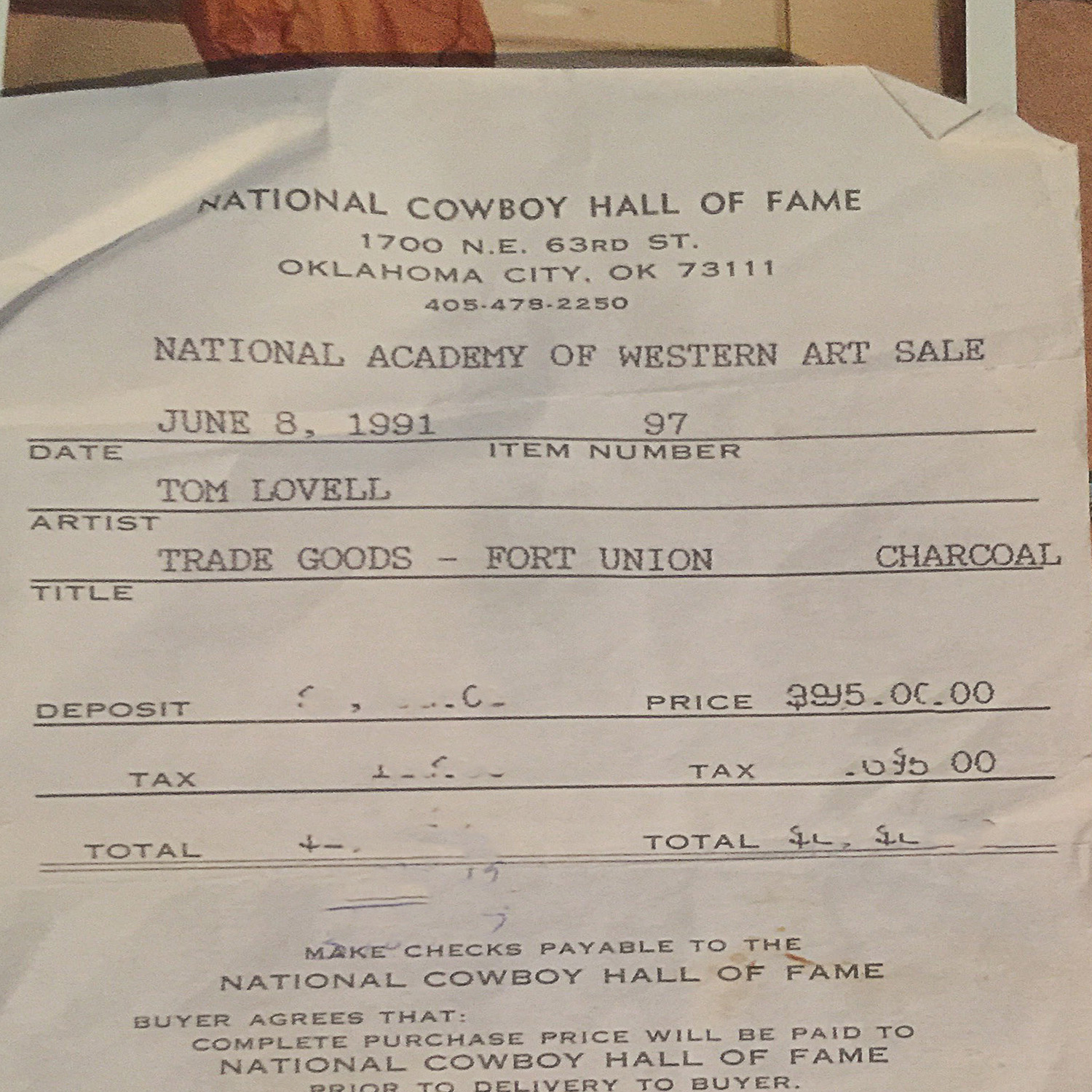 Tom Lovell Charcoal on Paper "Trade Goods - Fort Union"