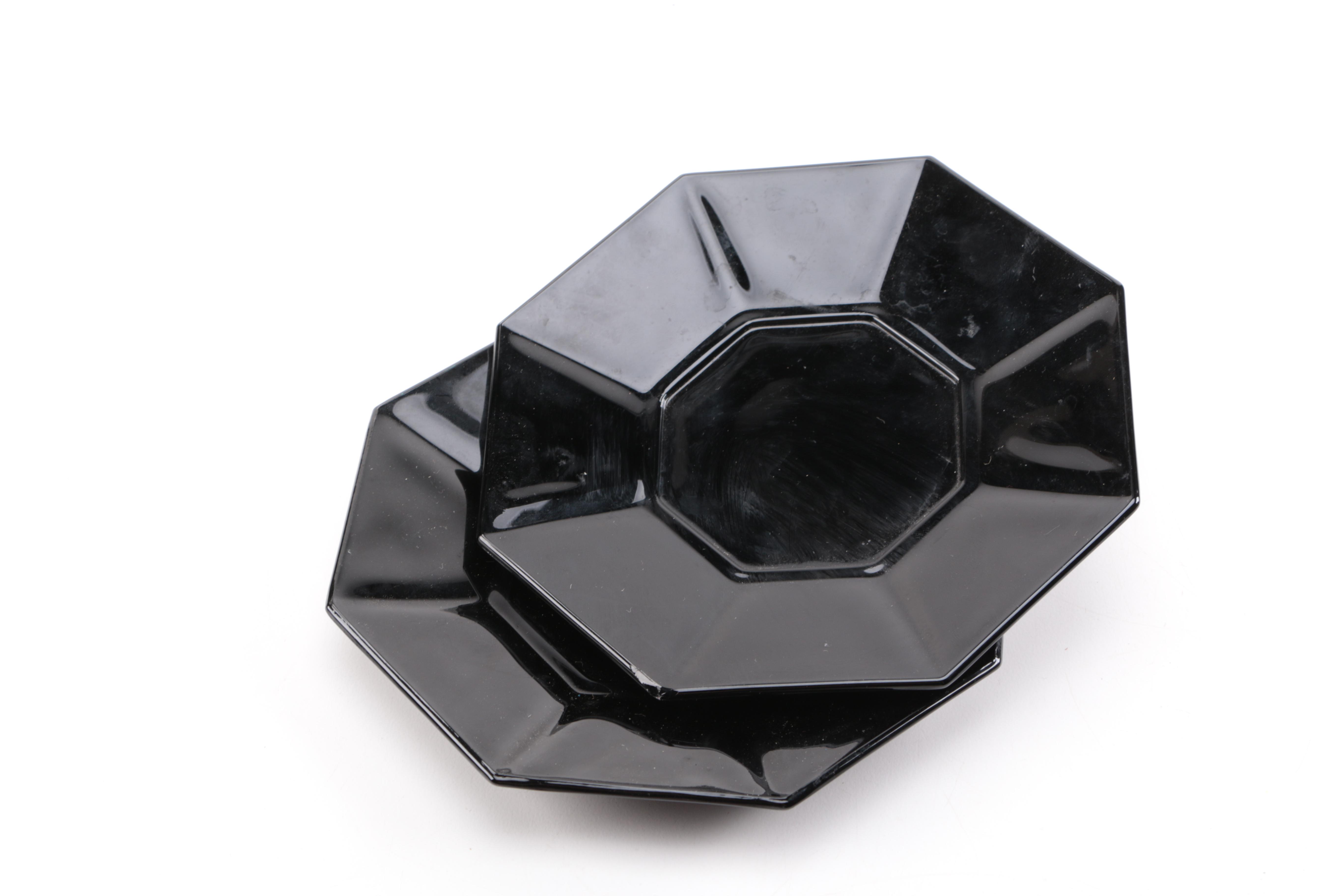 Tiara Exclusives Black Amethyst Glass Tableware Circa 1970