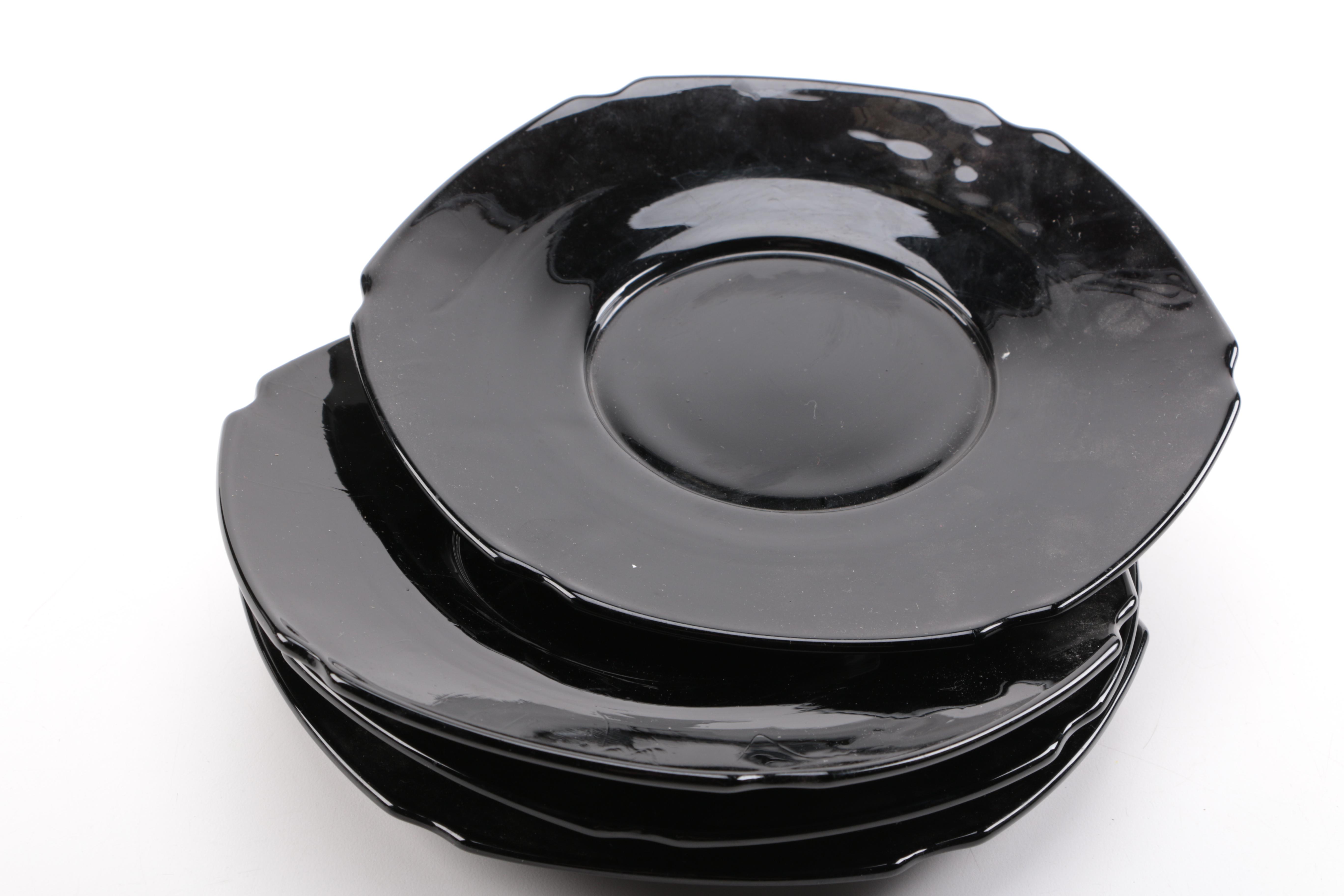 Tiara Exclusives Black Amethyst Glass Tableware Circa 1970