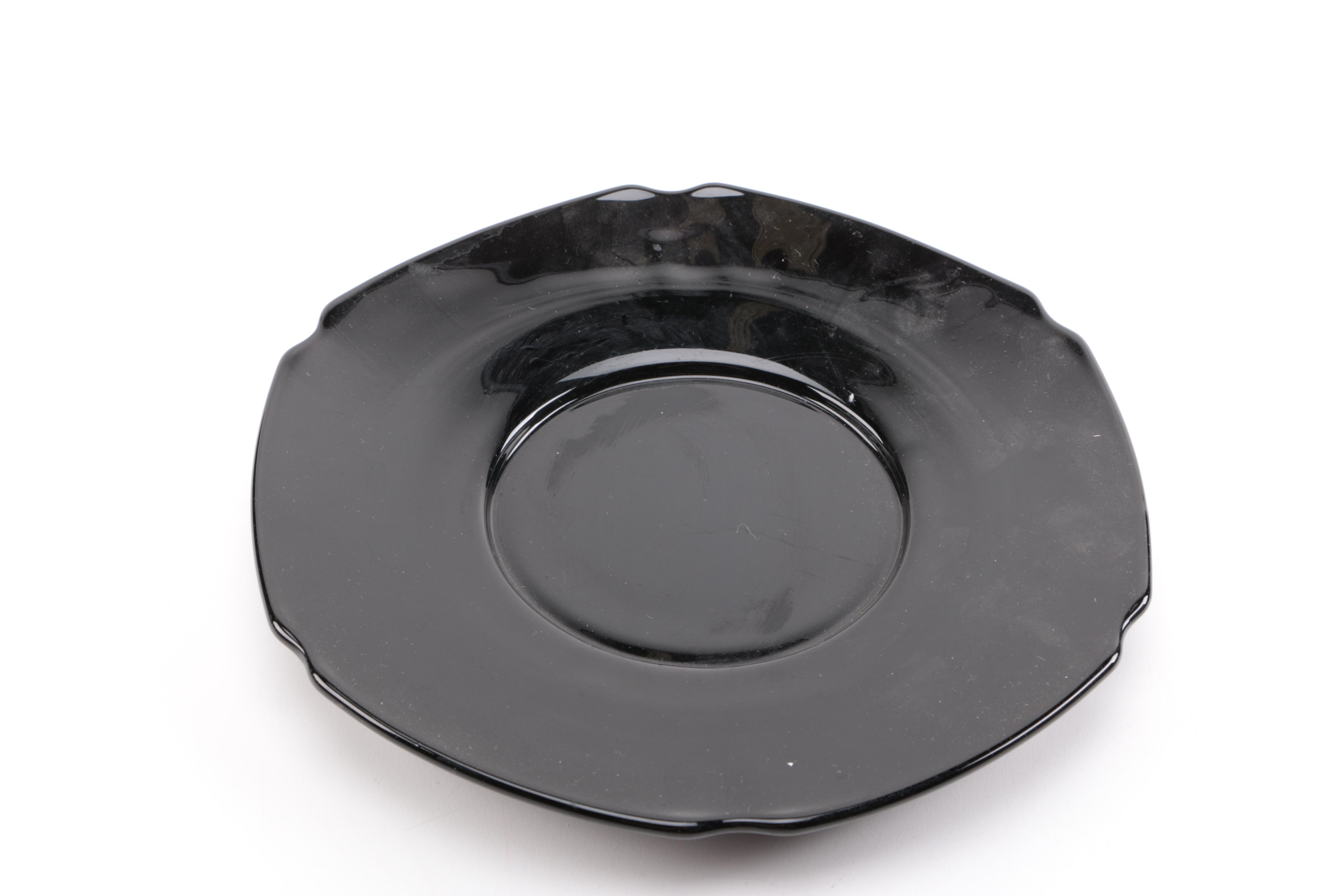 Tiara Exclusives Black Amethyst Glass Tableware Circa 1970