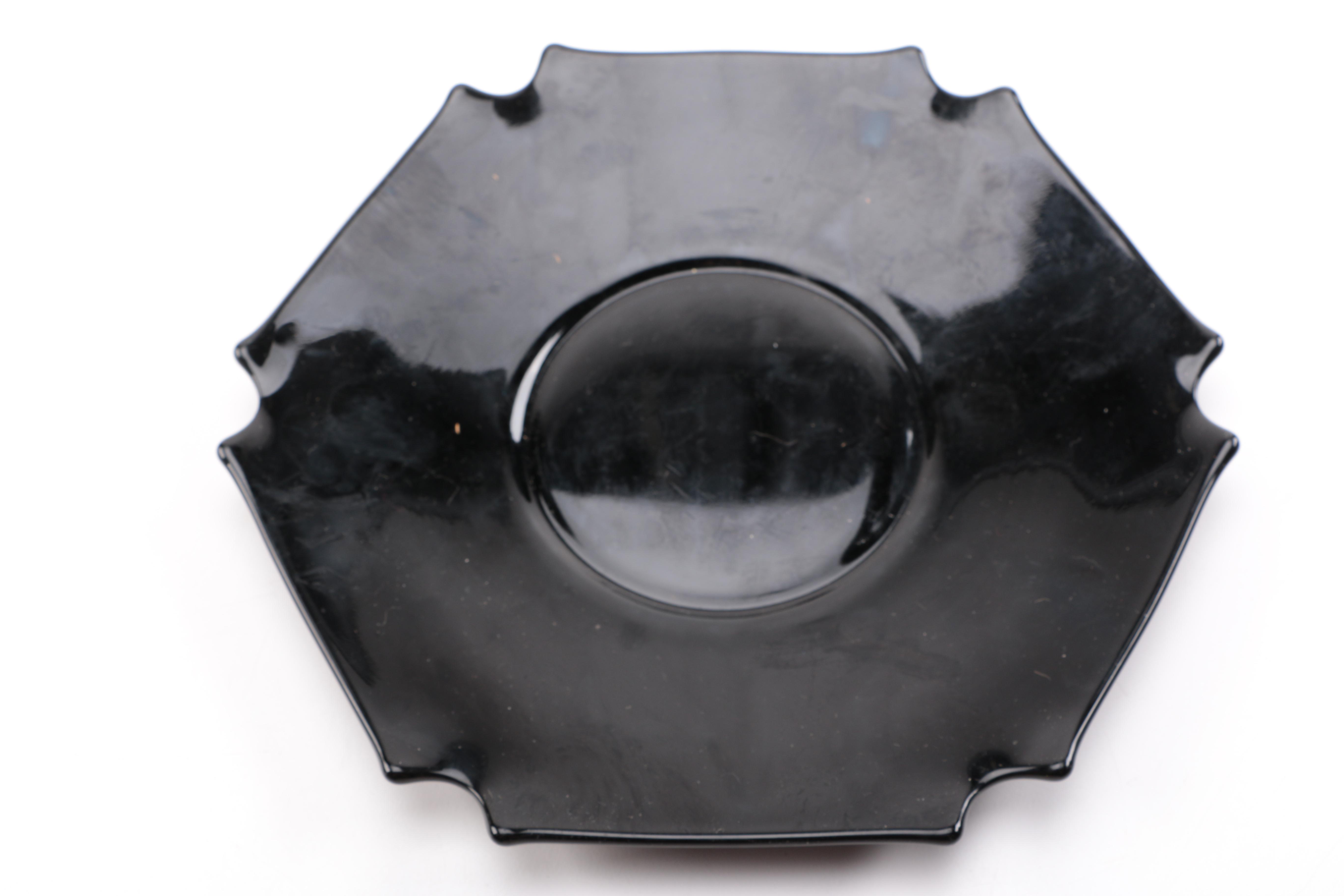 Tiara Exclusives Black Amethyst Glass Tableware Circa 1970