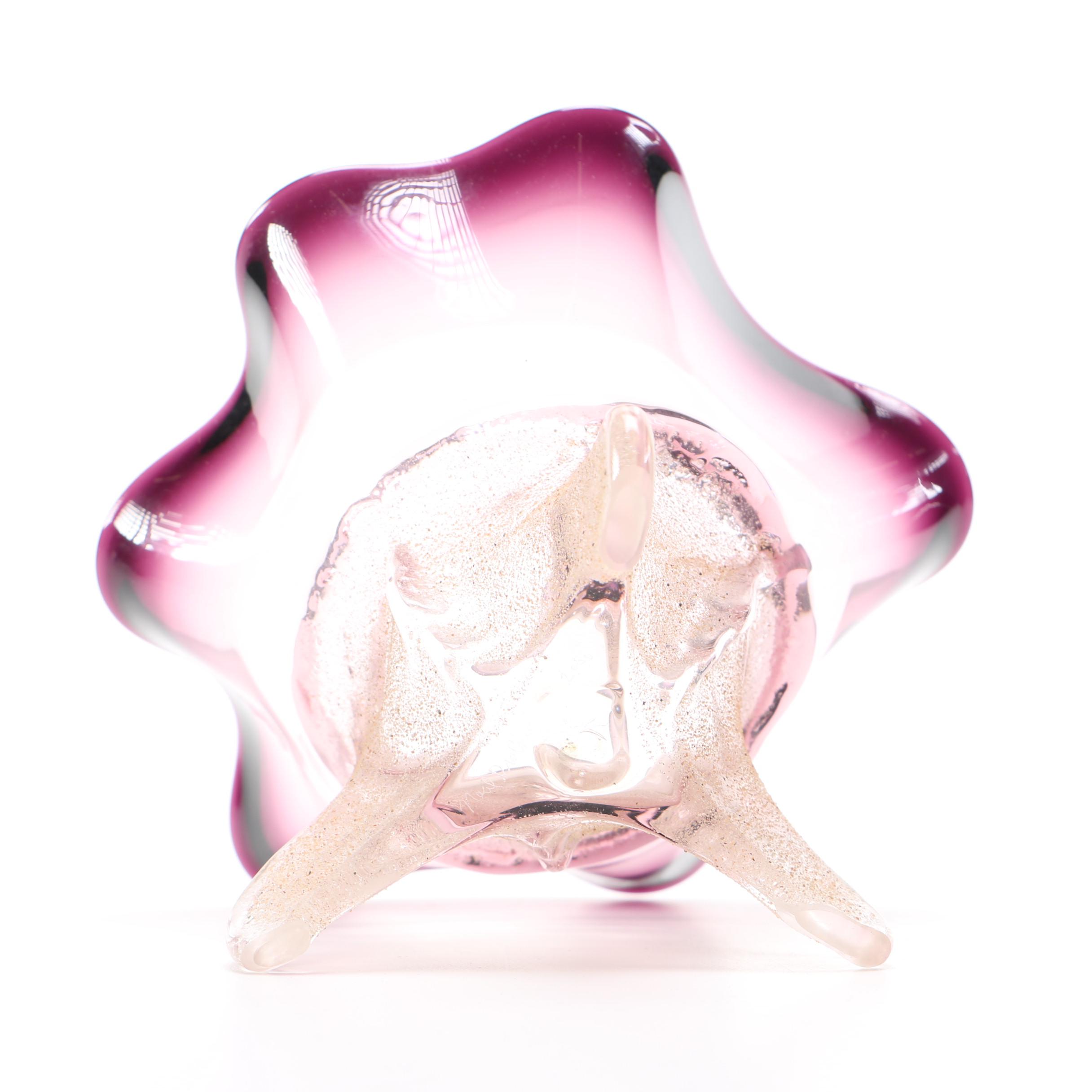 Neal Drobnis Art Glass Compote With Dockyard Glassworks Perfume Bottle