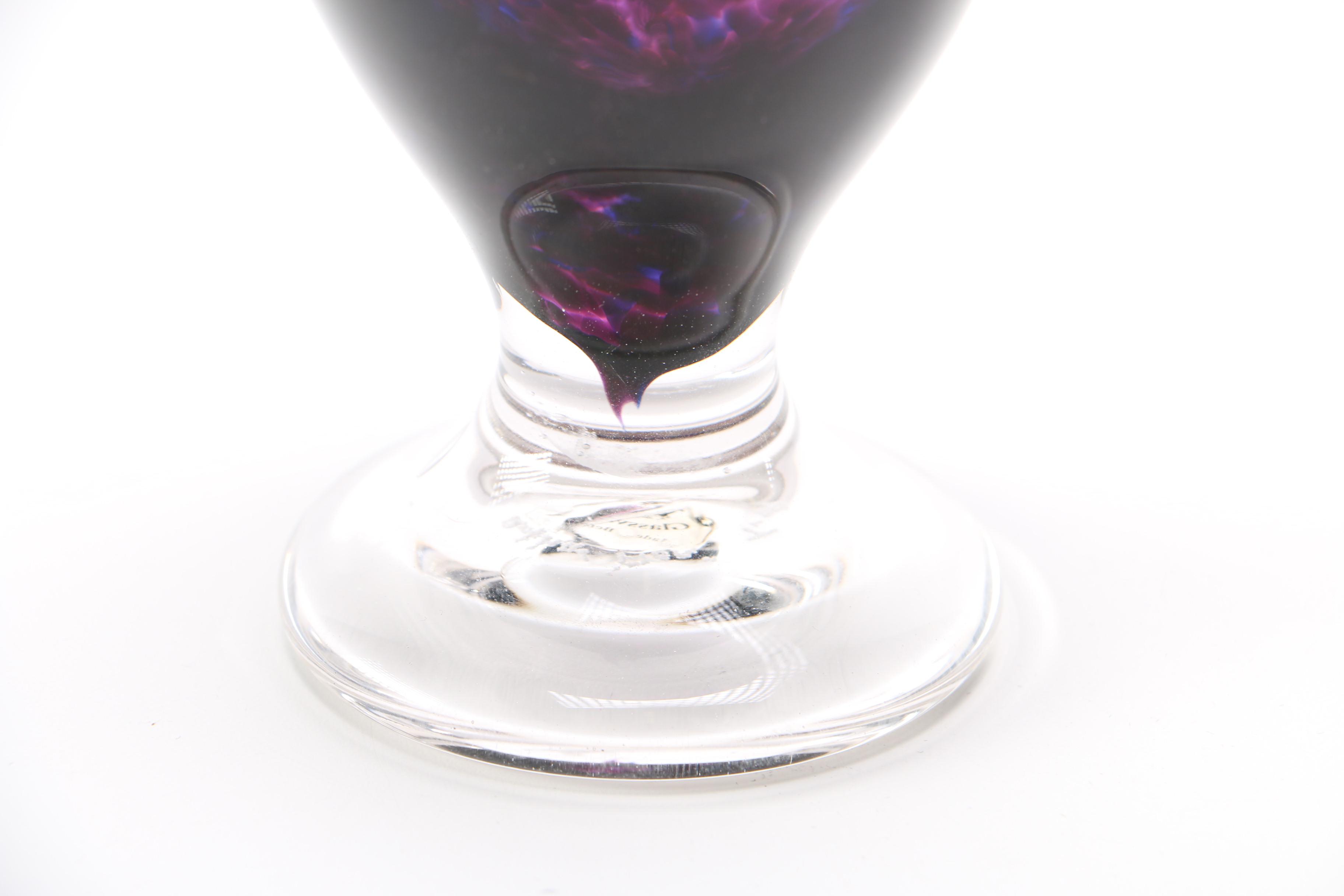 Neal Drobnis Art Glass Compote With Dockyard Glassworks Perfume Bottle