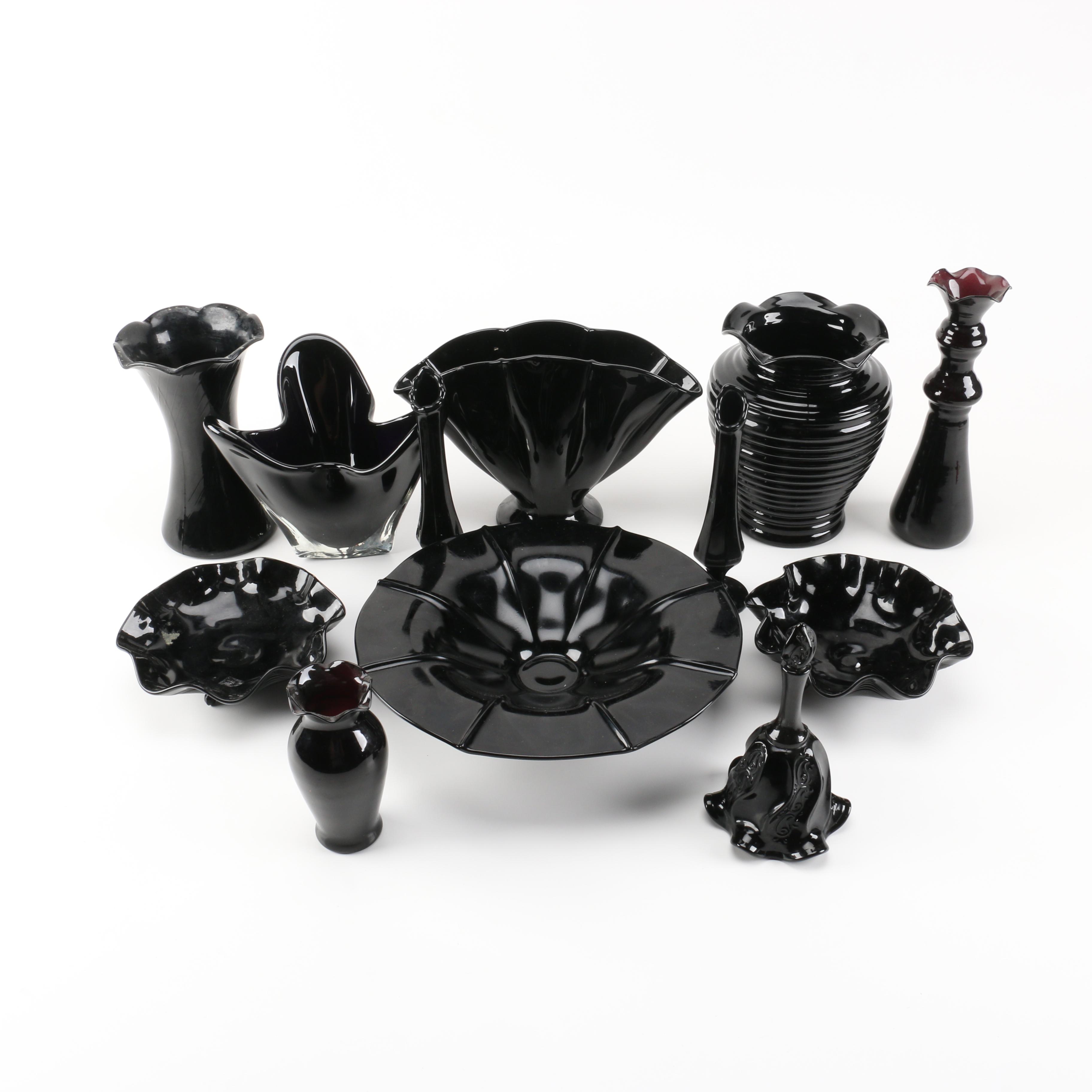 Vintage Black Amethyst Glassware