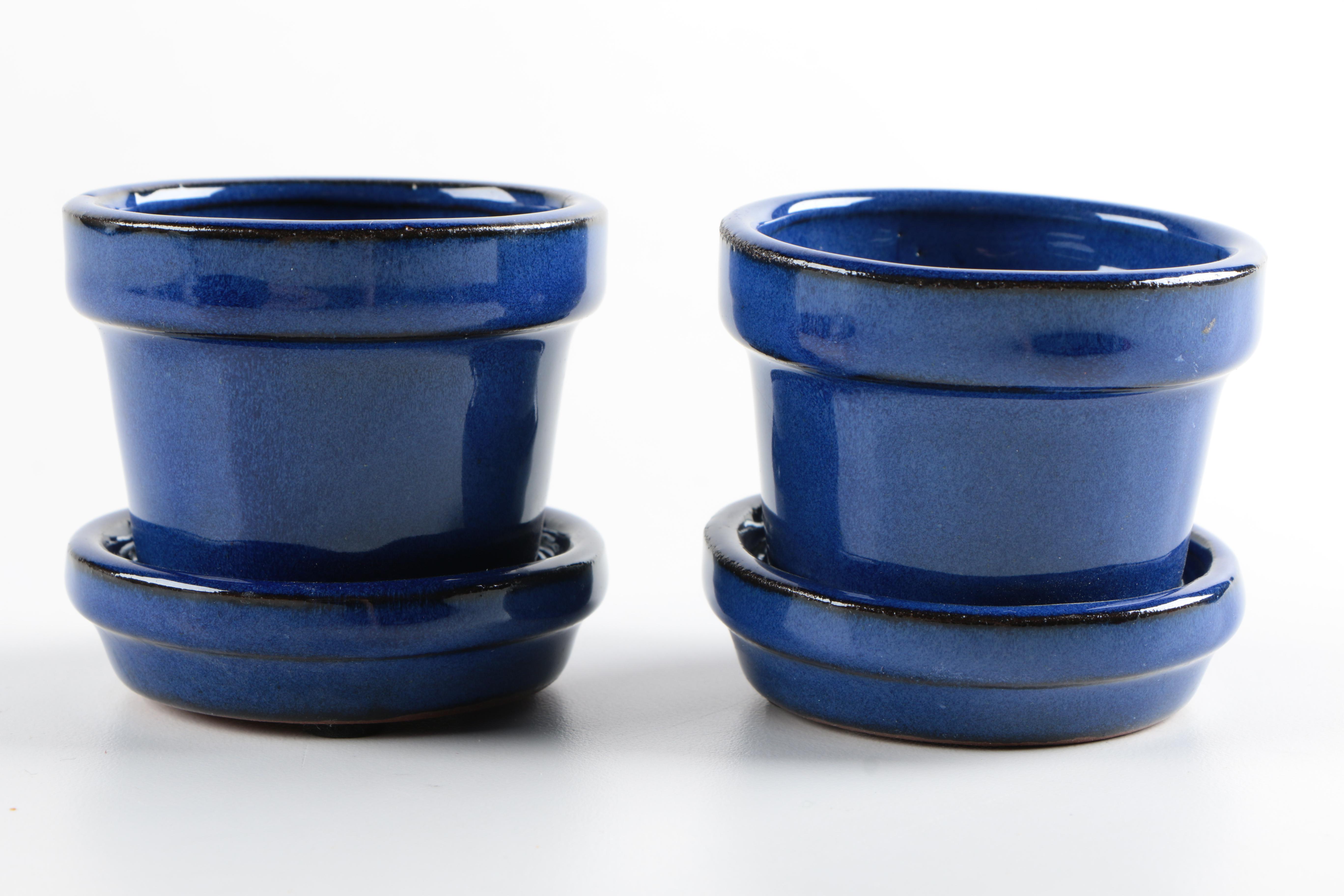 Collection of Blue Ceramic Pots