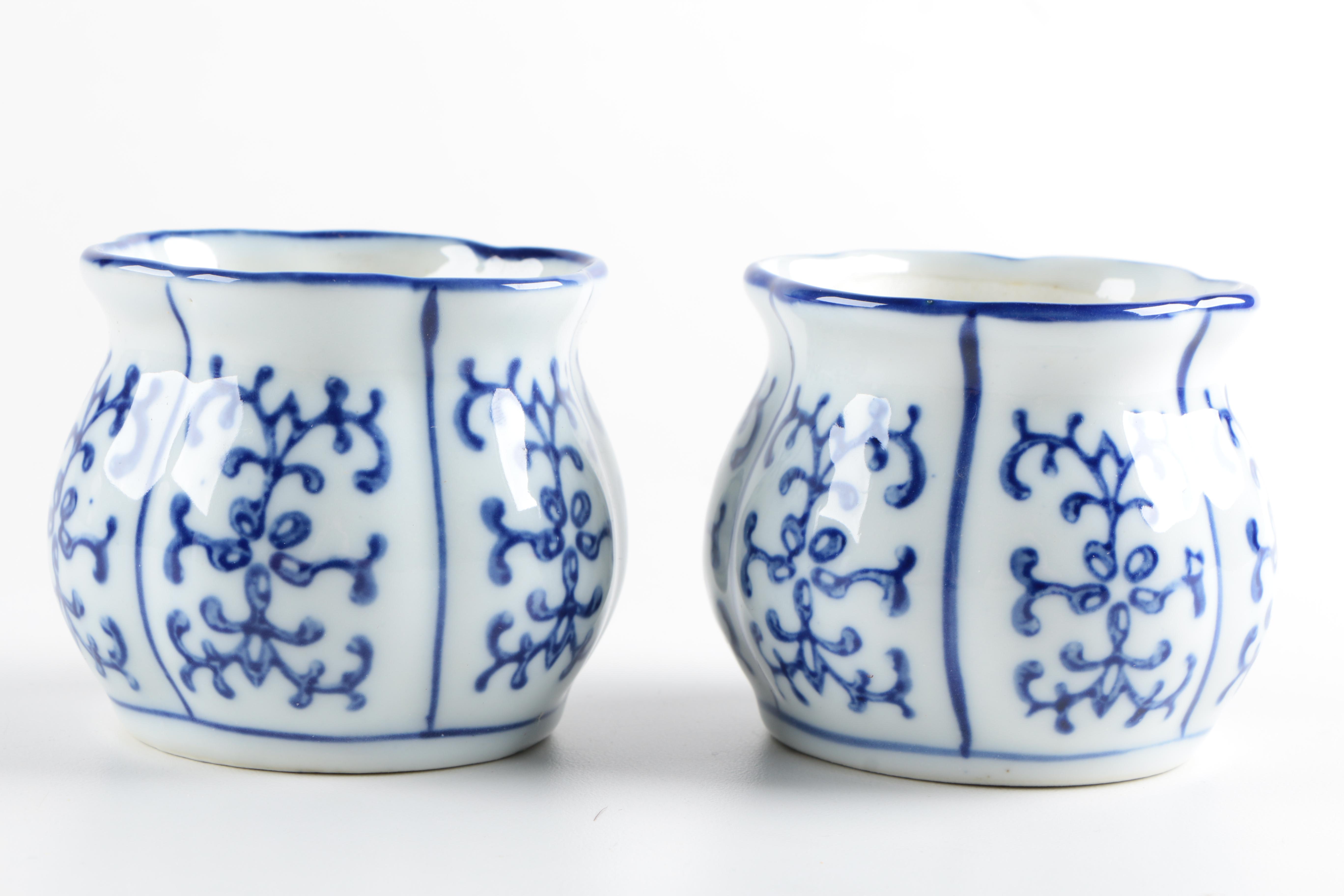 Collection of Blue Ceramic Pots