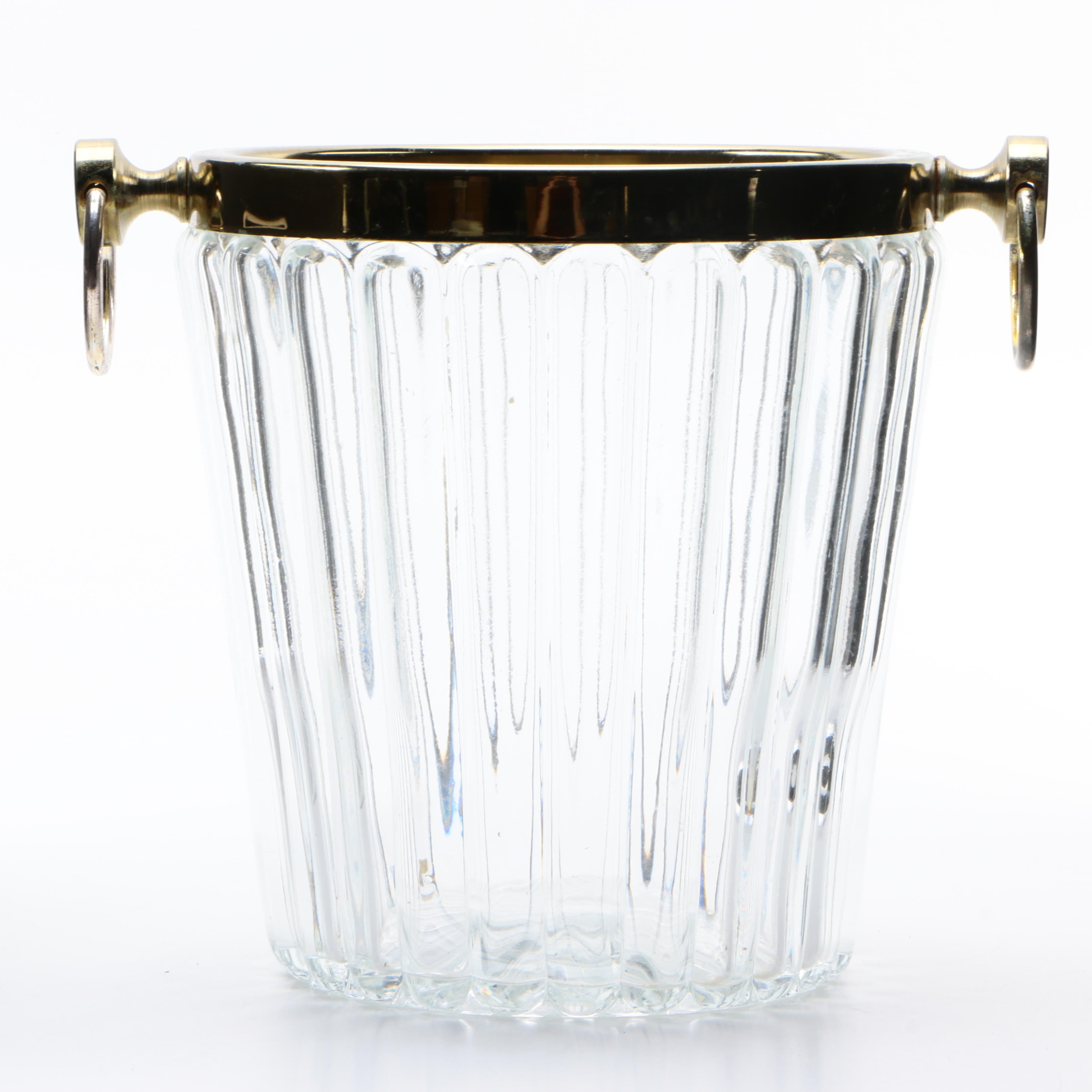 Hollywood Regency Glass Ice Bucket