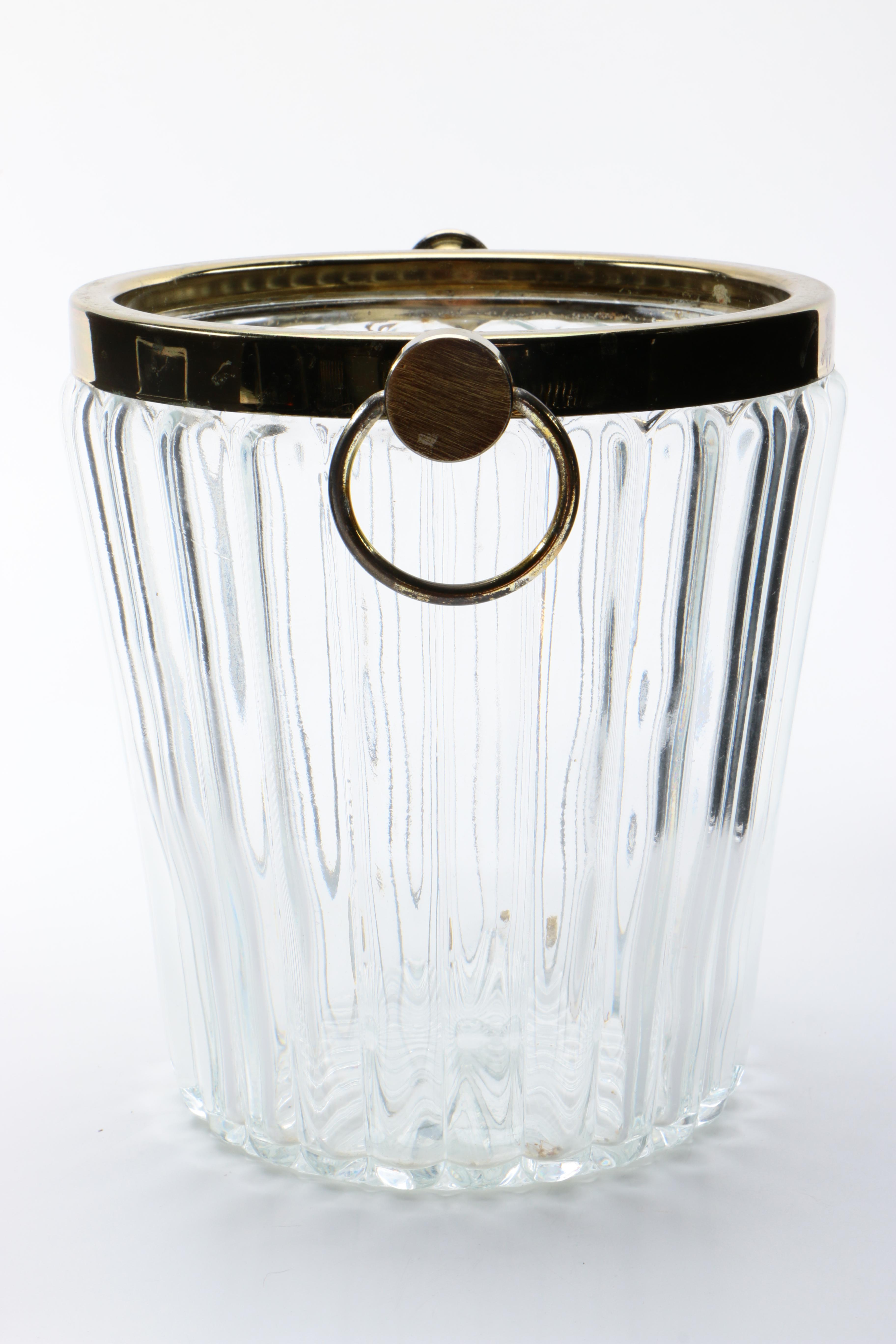Hollywood Regency Glass Ice Bucket