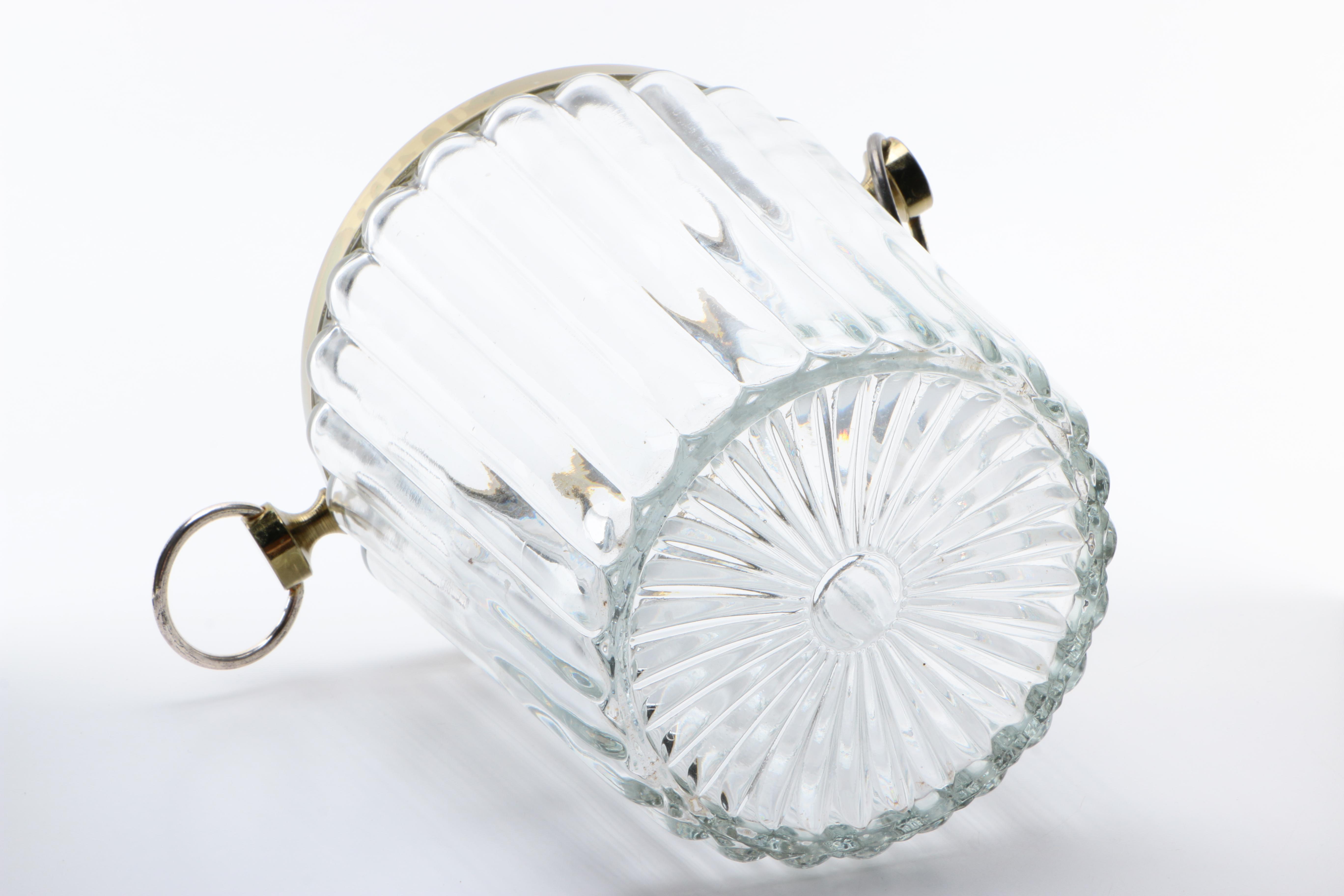 Hollywood Regency Glass Ice Bucket
