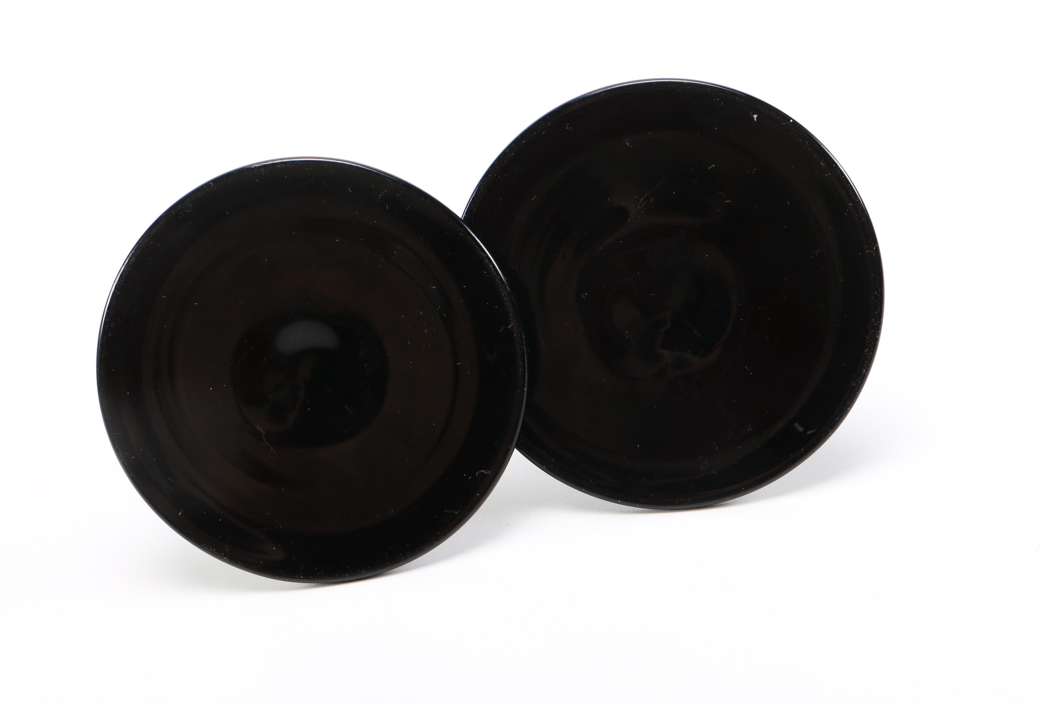 Black Glass Candlesticks
