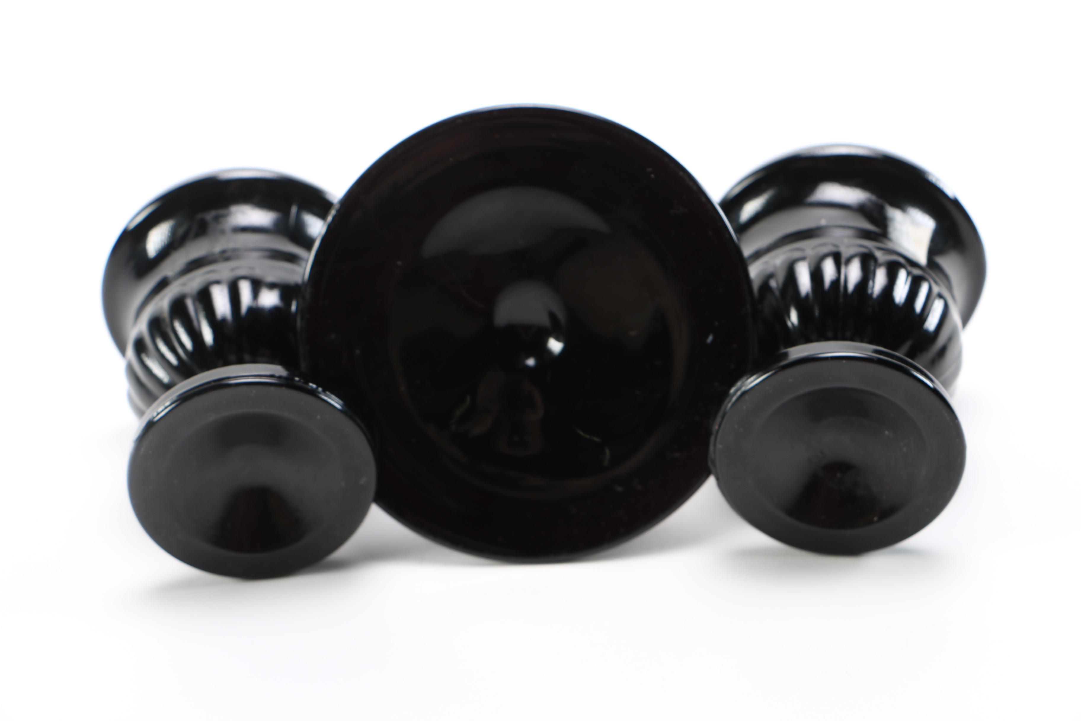 Black Glass Candlesticks