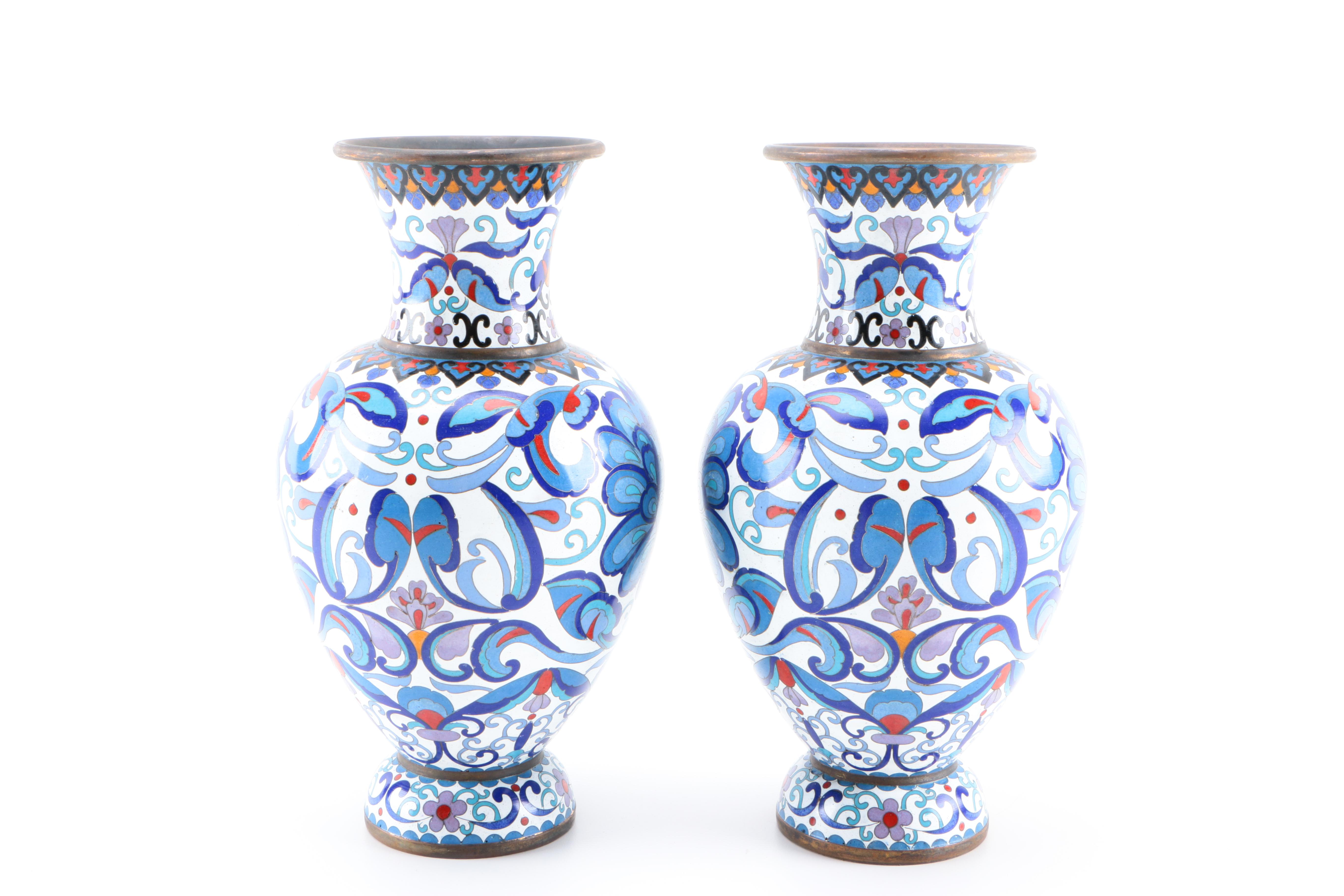 Chinese Floral Cloisonné Vases