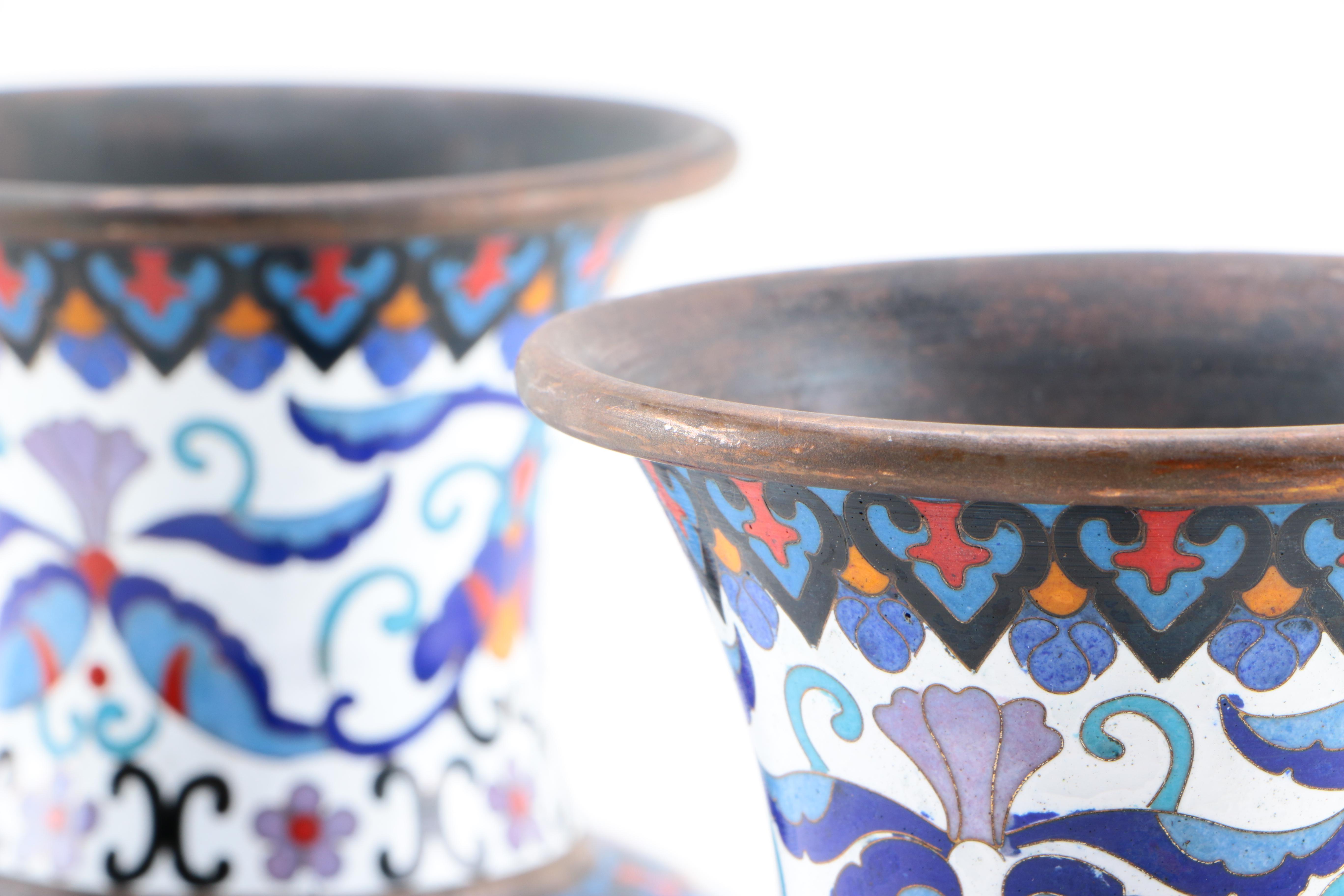 Chinese Floral Cloisonné Vases