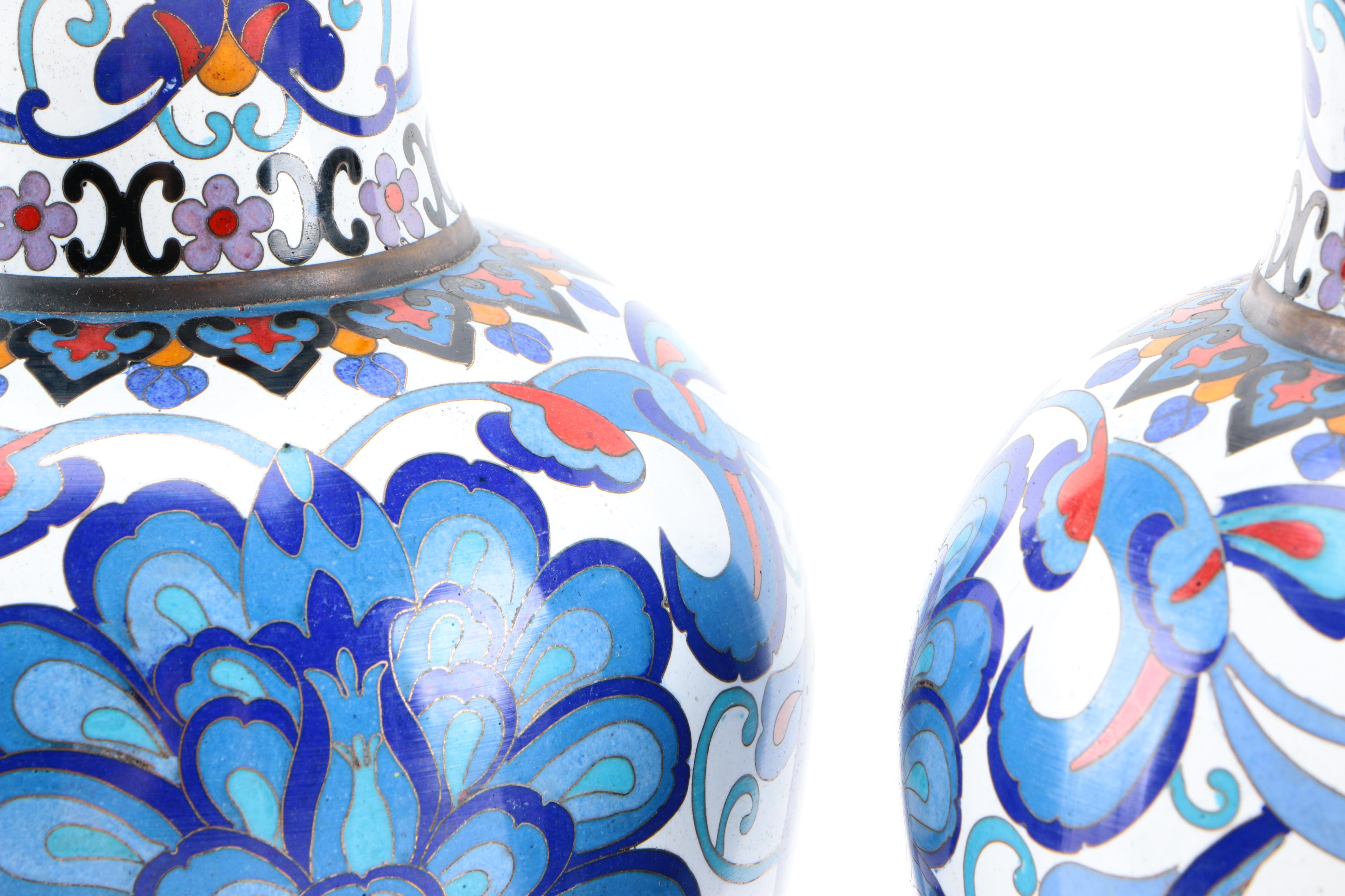 Chinese Floral Cloisonné Vases