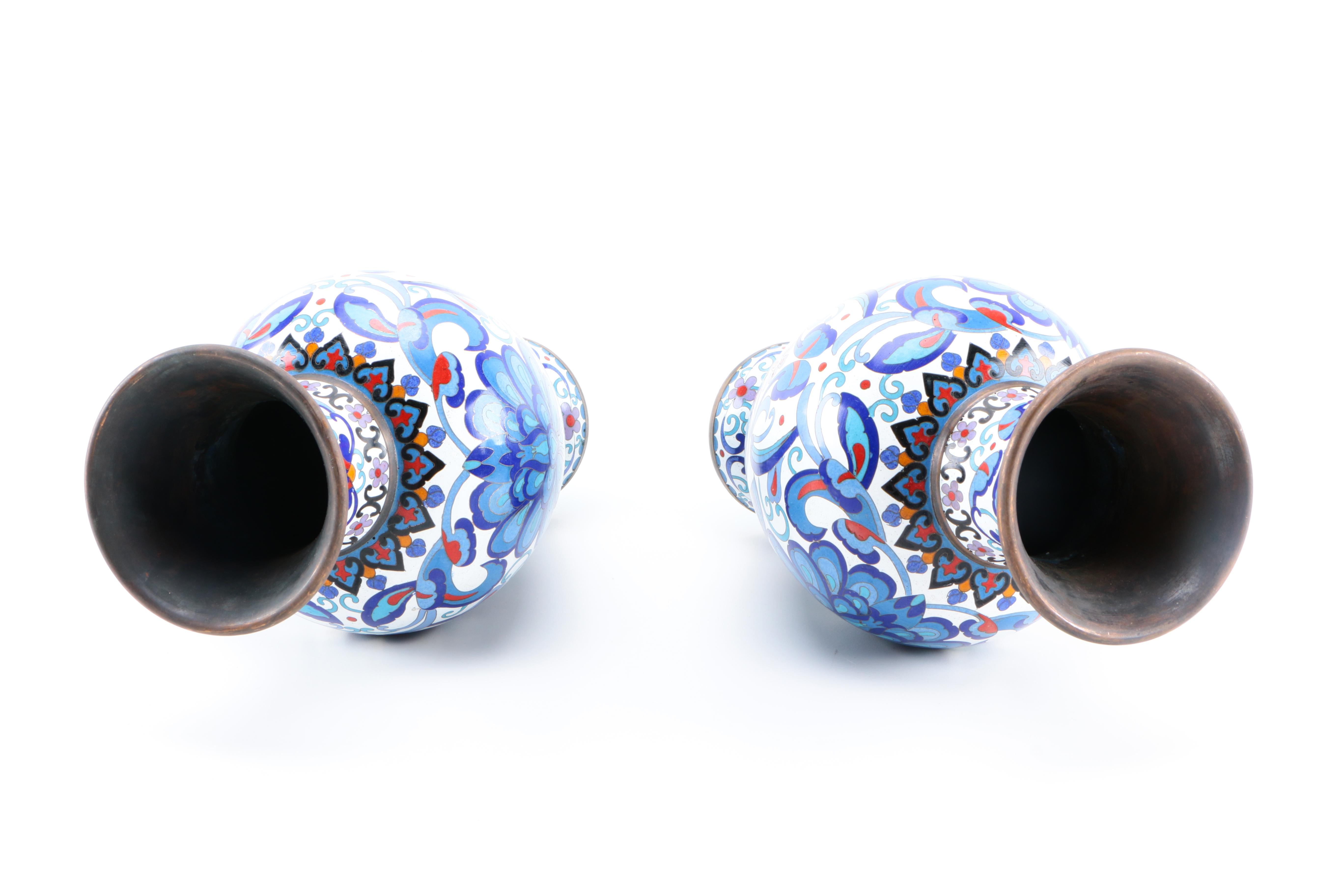 Chinese Floral Cloisonné Vases