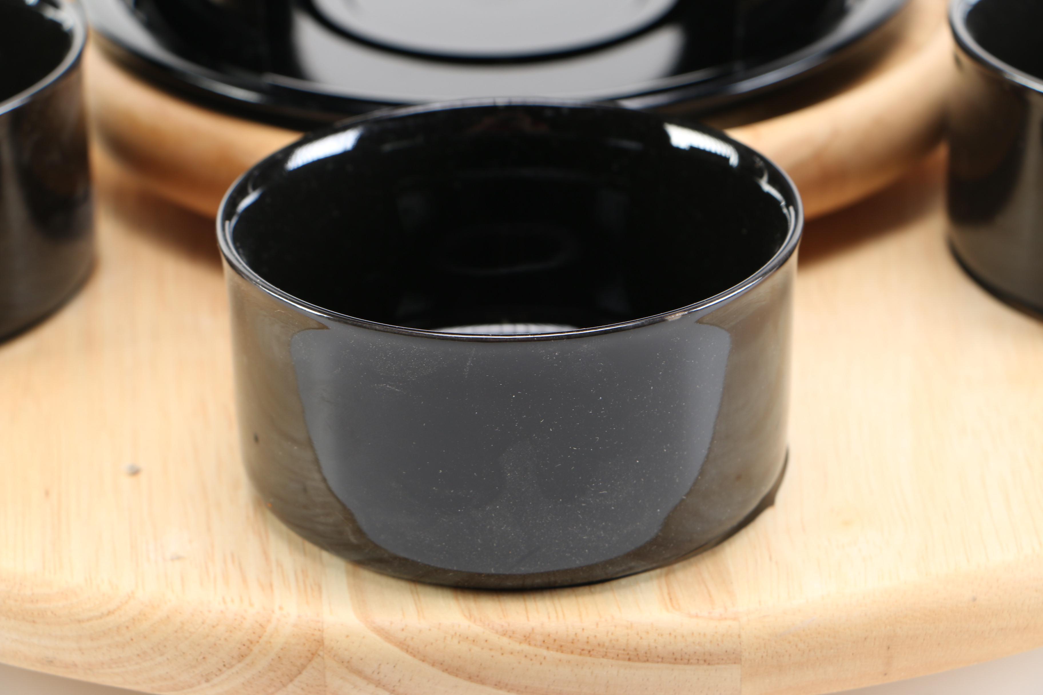 Ceramic and Wooden Fondue Set