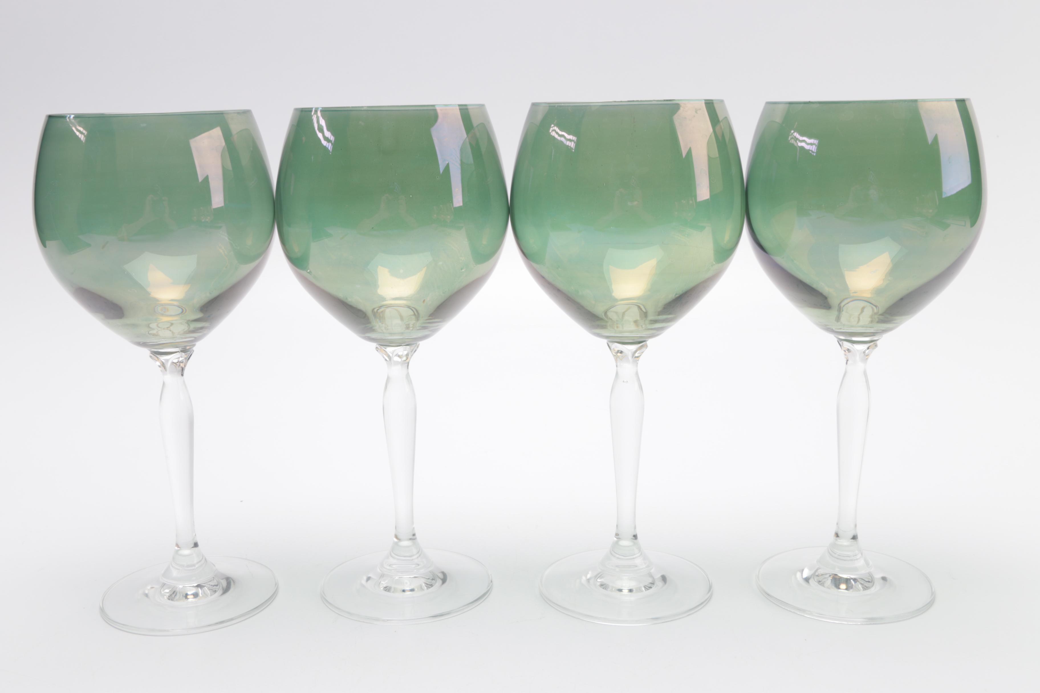Colored and Hand Blown Wine Glasses