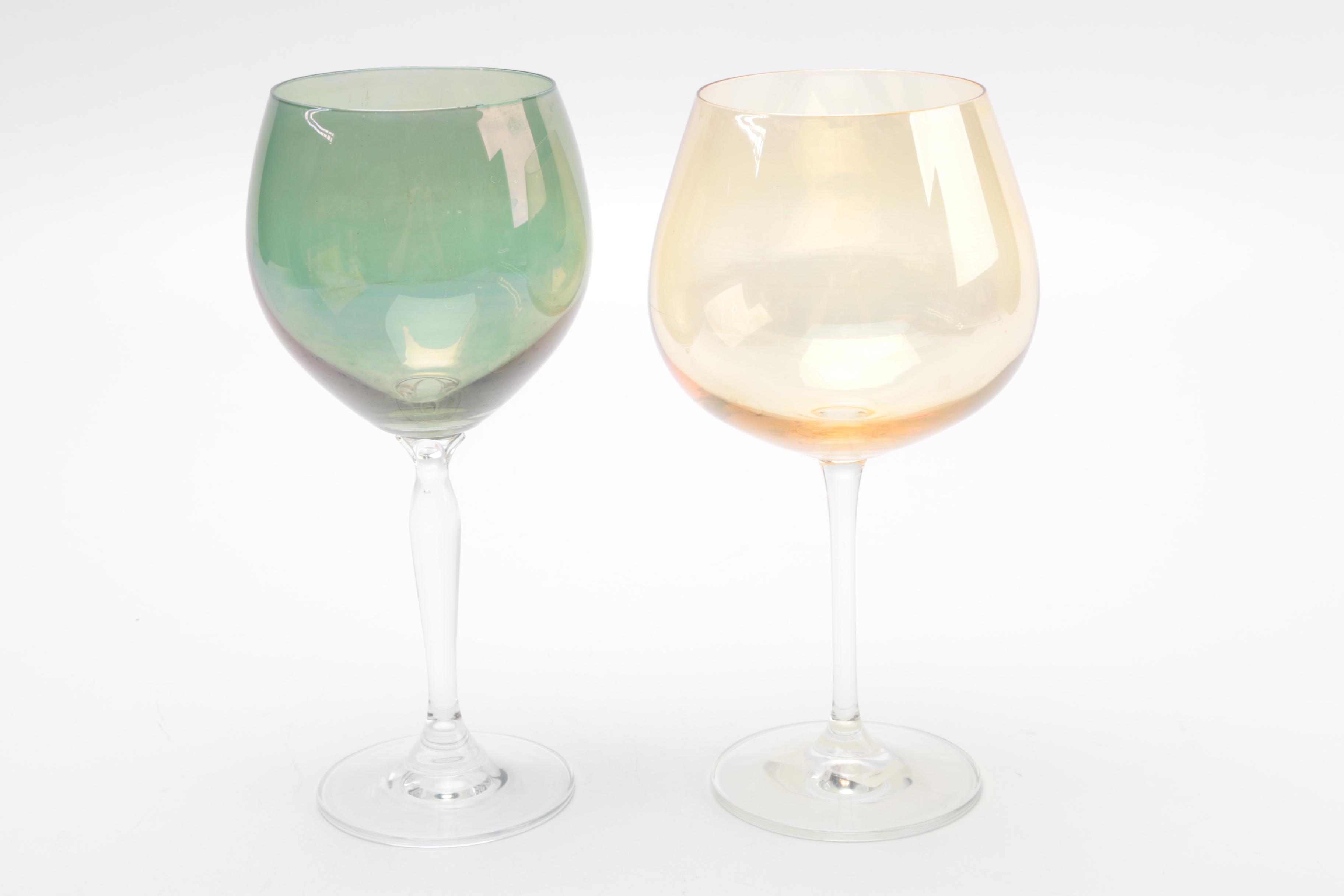 Colored and Hand Blown Wine Glasses