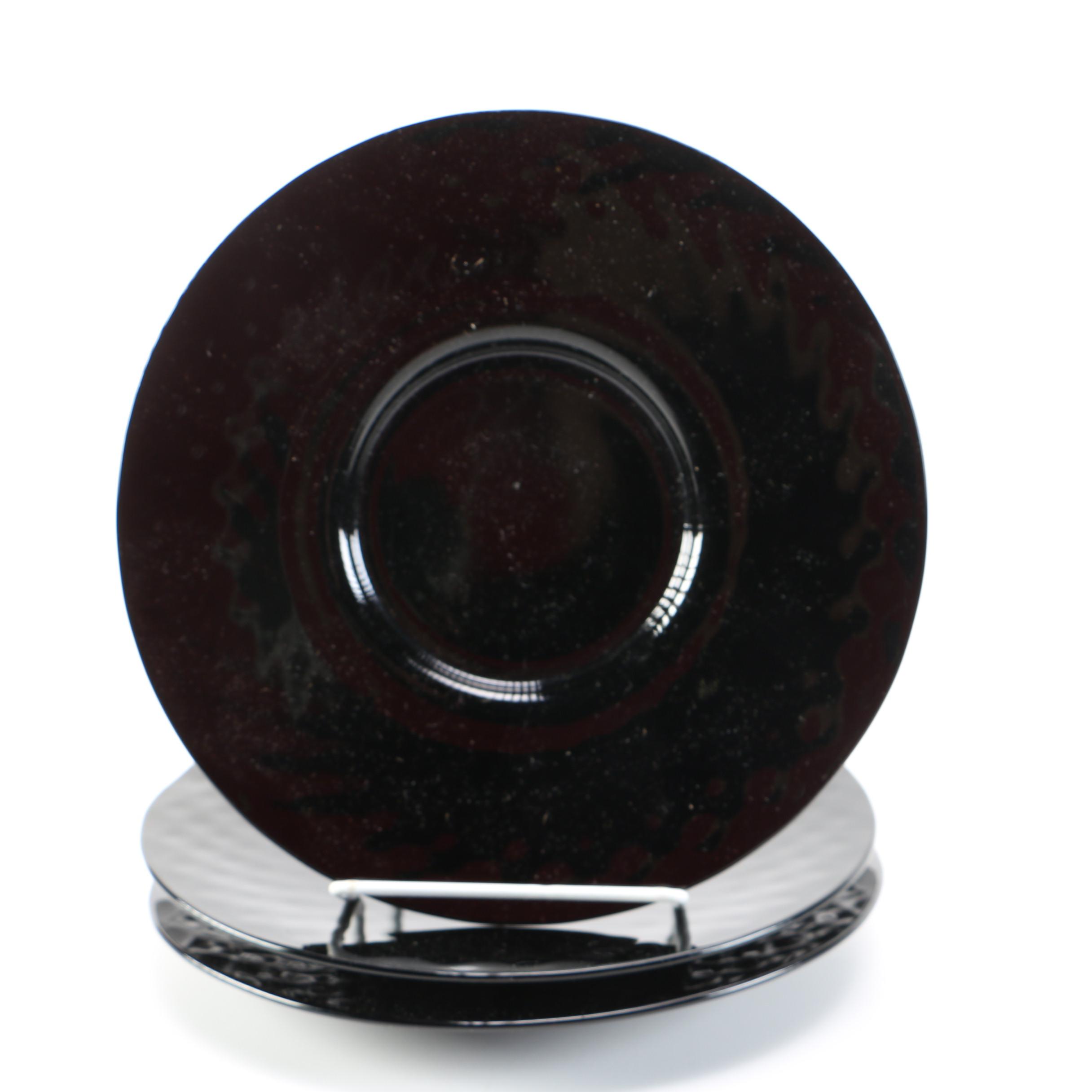 Black Pressed Glass Tableware Including Tiara "Cameo Black"