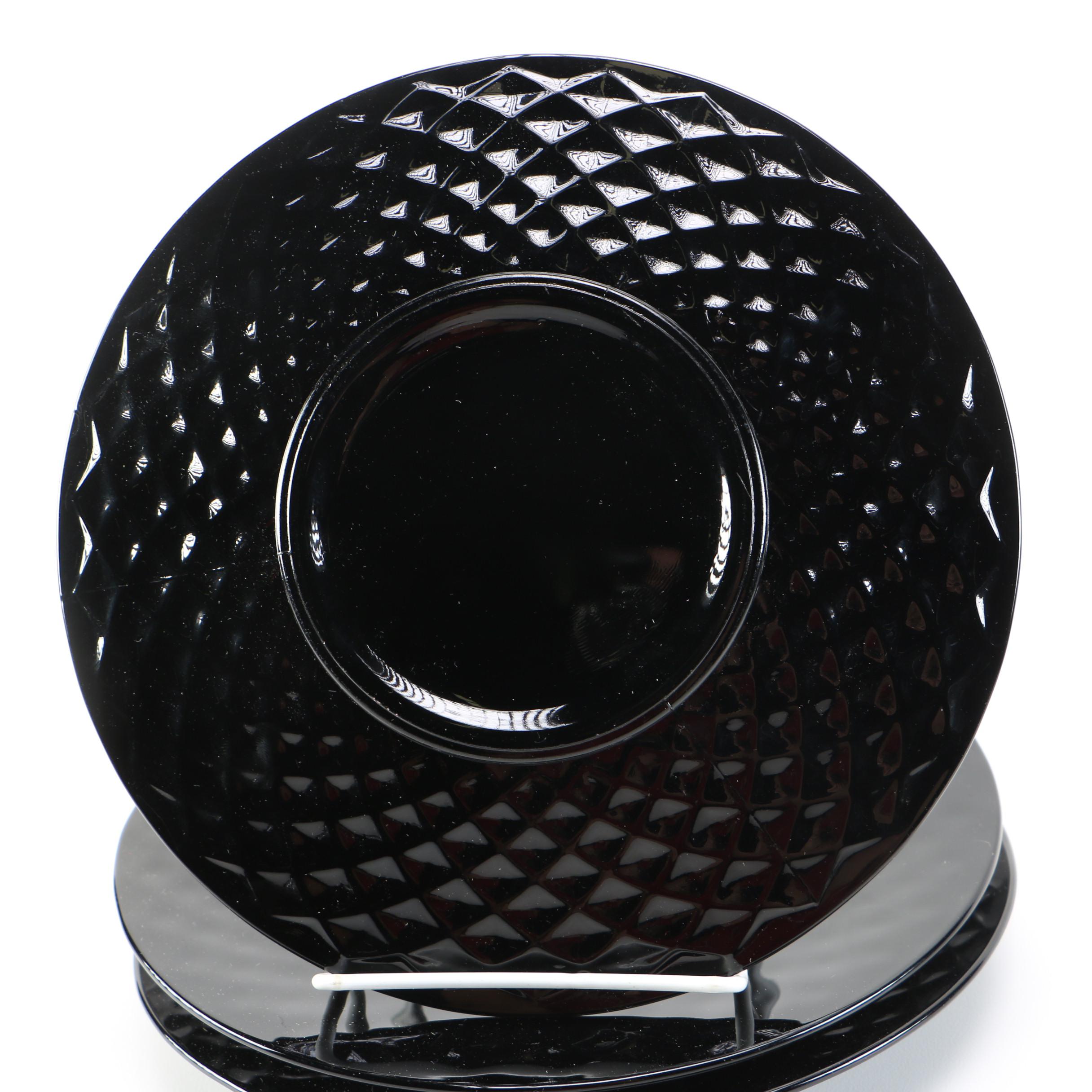 Black Pressed Glass Tableware Including Tiara "Cameo Black"