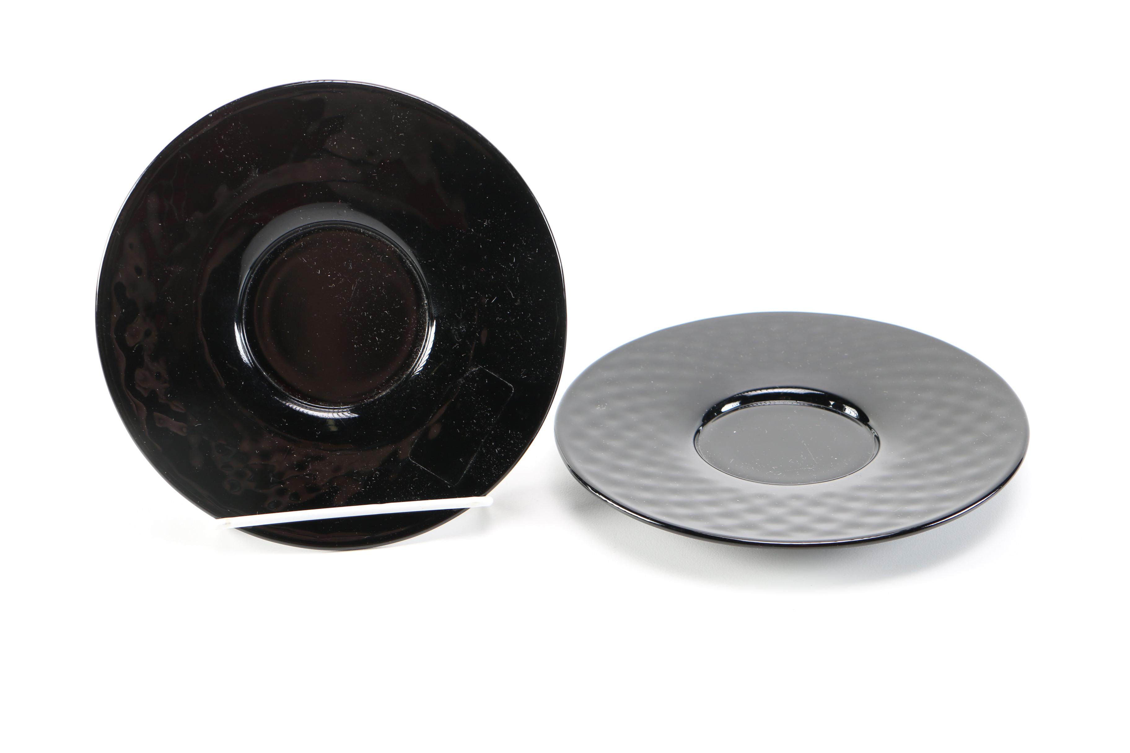 Black Pressed Glass Tableware Including Tiara "Cameo Black"