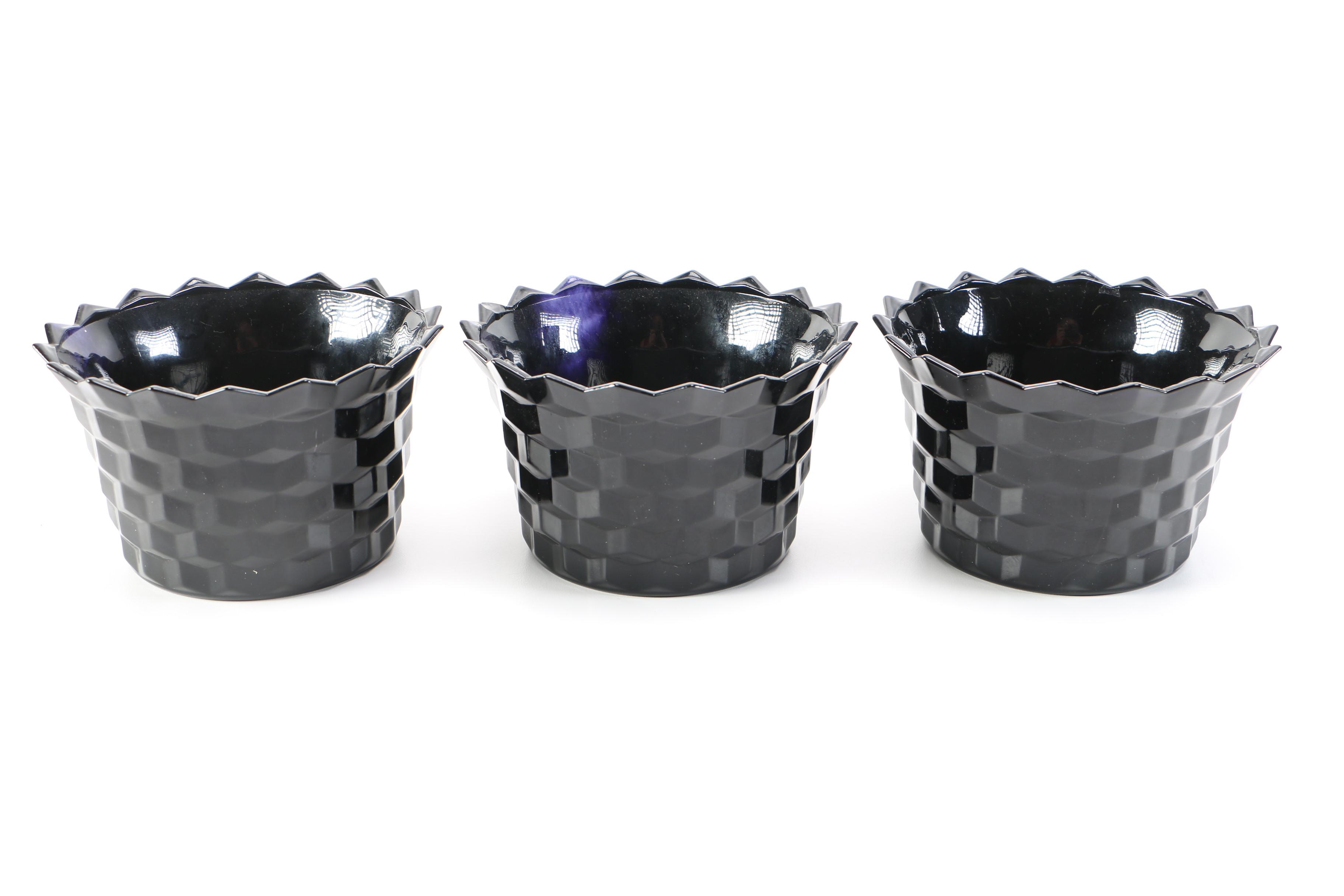 Black Pressed Glass Tableware Including Tiara "Cameo Black"