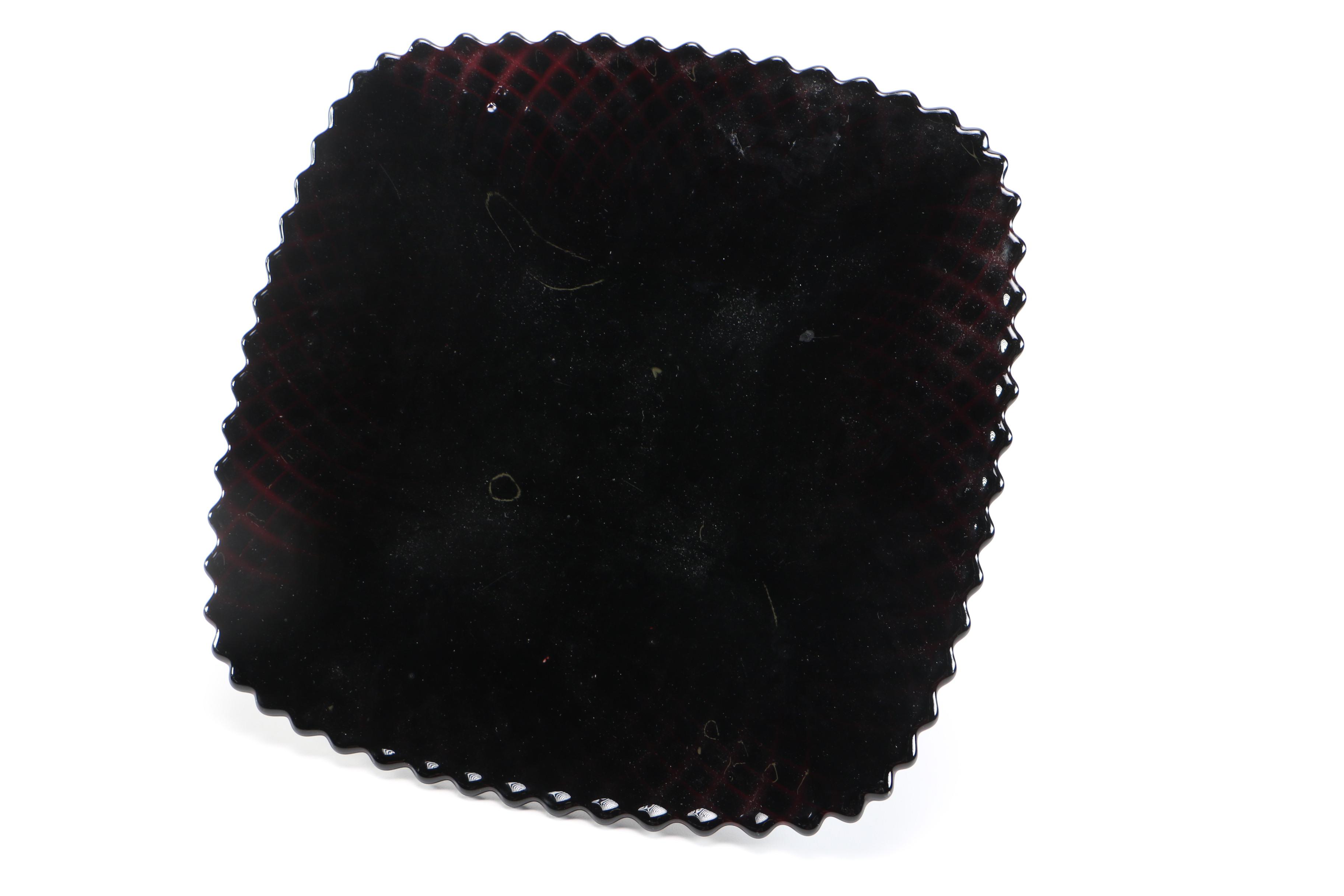 Black Pressed Glass Tableware Including Tiara "Cameo Black"