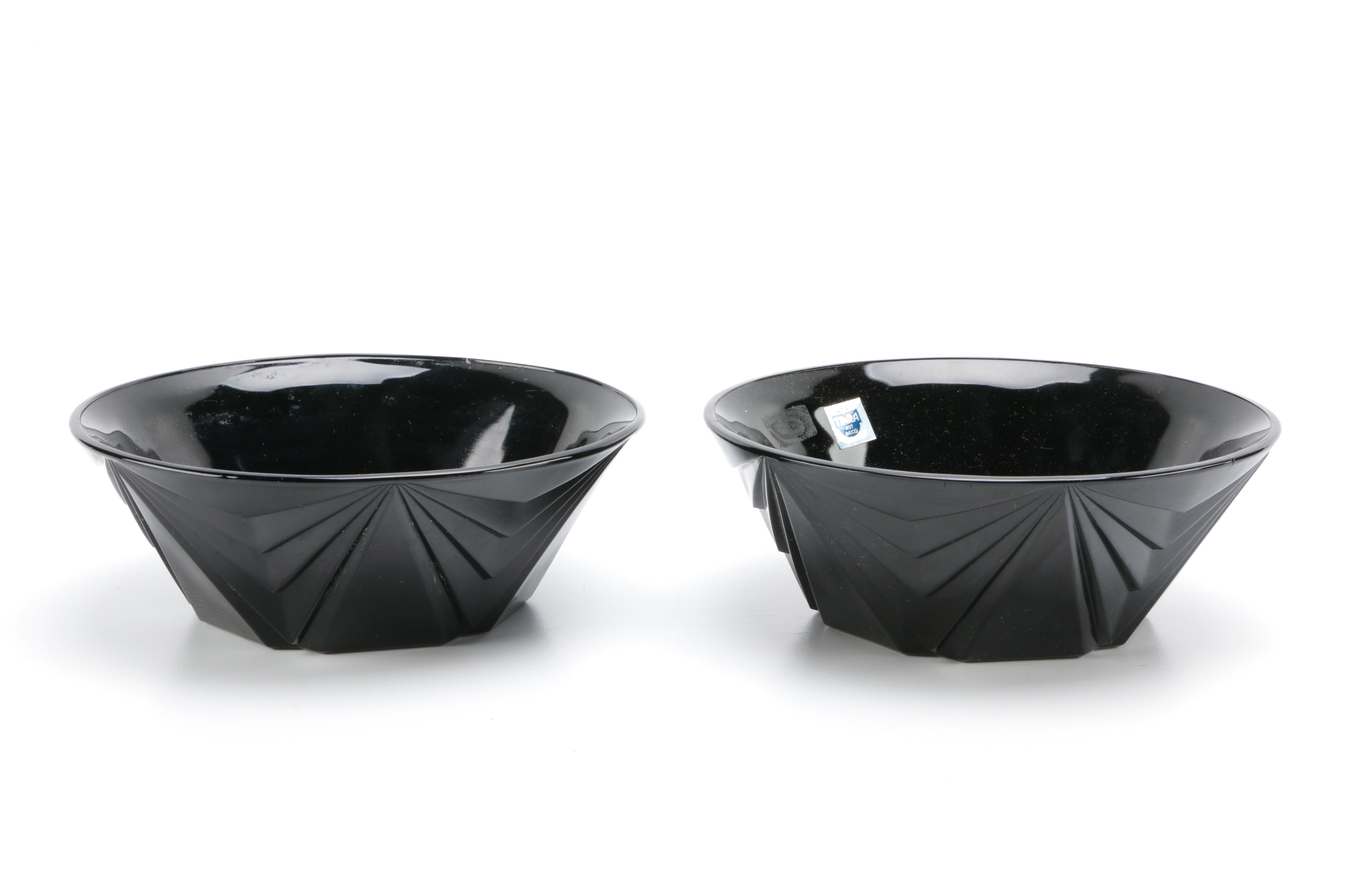 Tiara Exclusives "Art Deco" Black Amethyst Glass Circa 1970