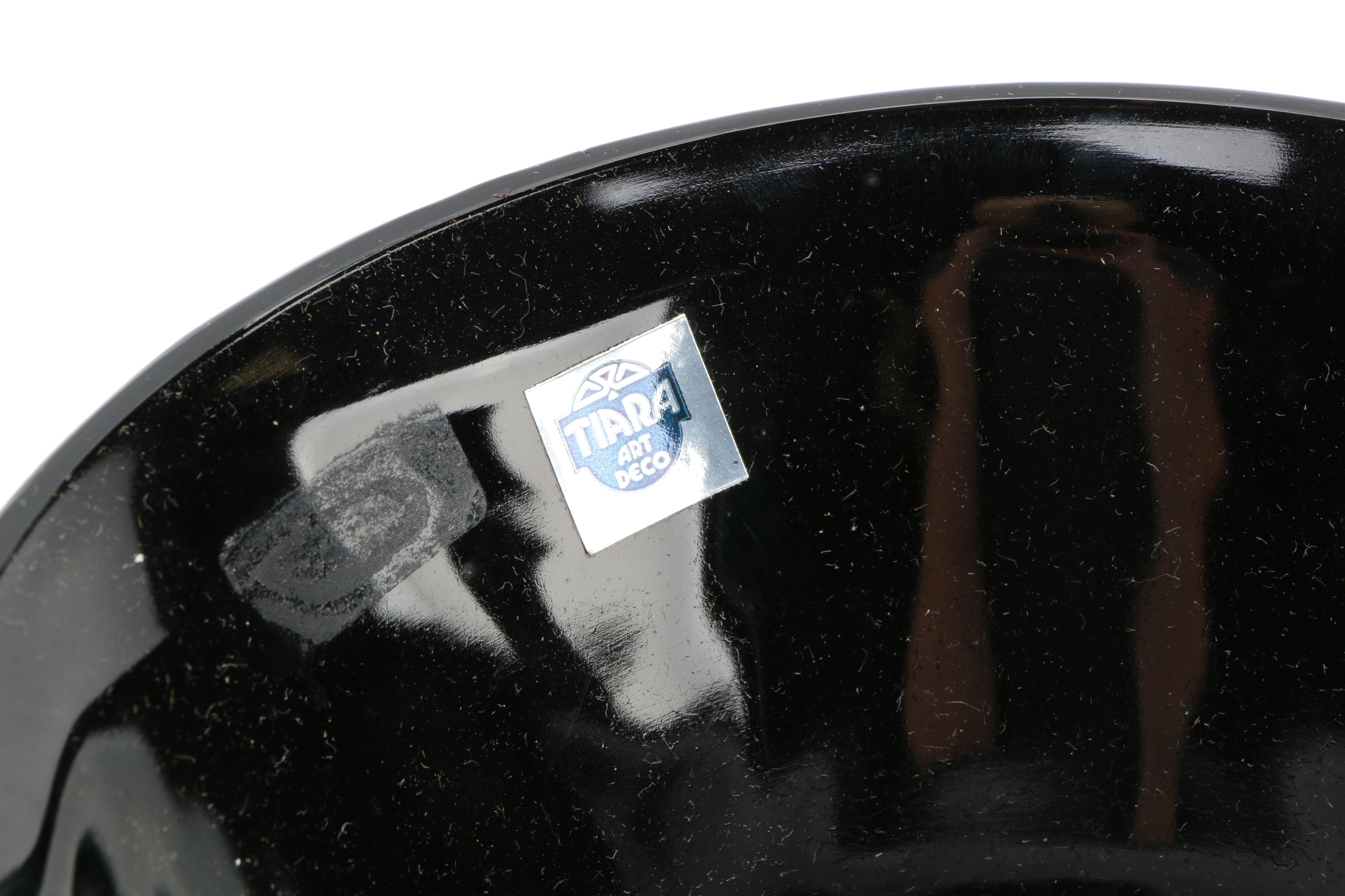 Tiara Exclusives "Art Deco" Black Amethyst Glass Circa 1970