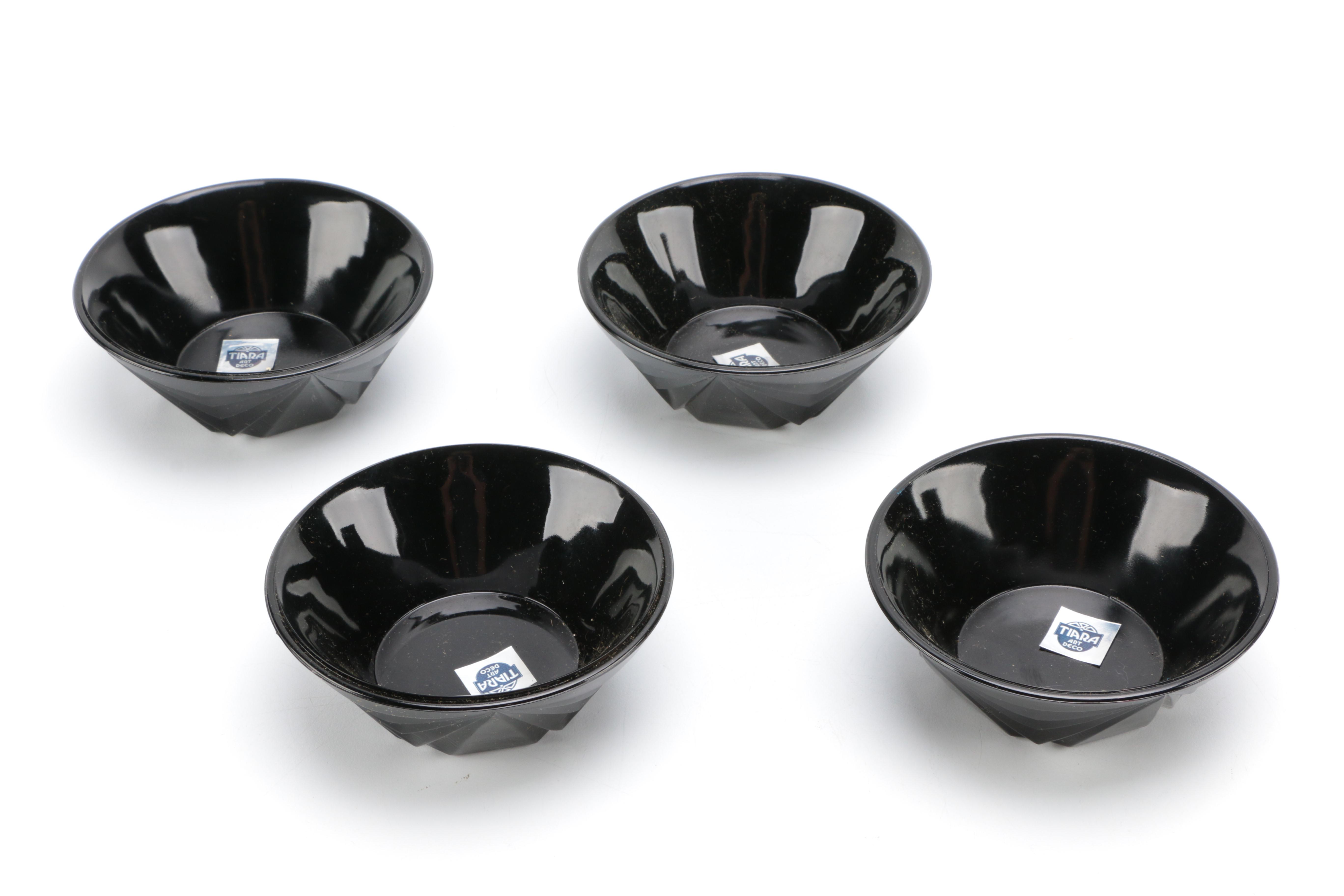 Tiara Exclusives "Art Deco" Black Amethyst Glass Circa 1970