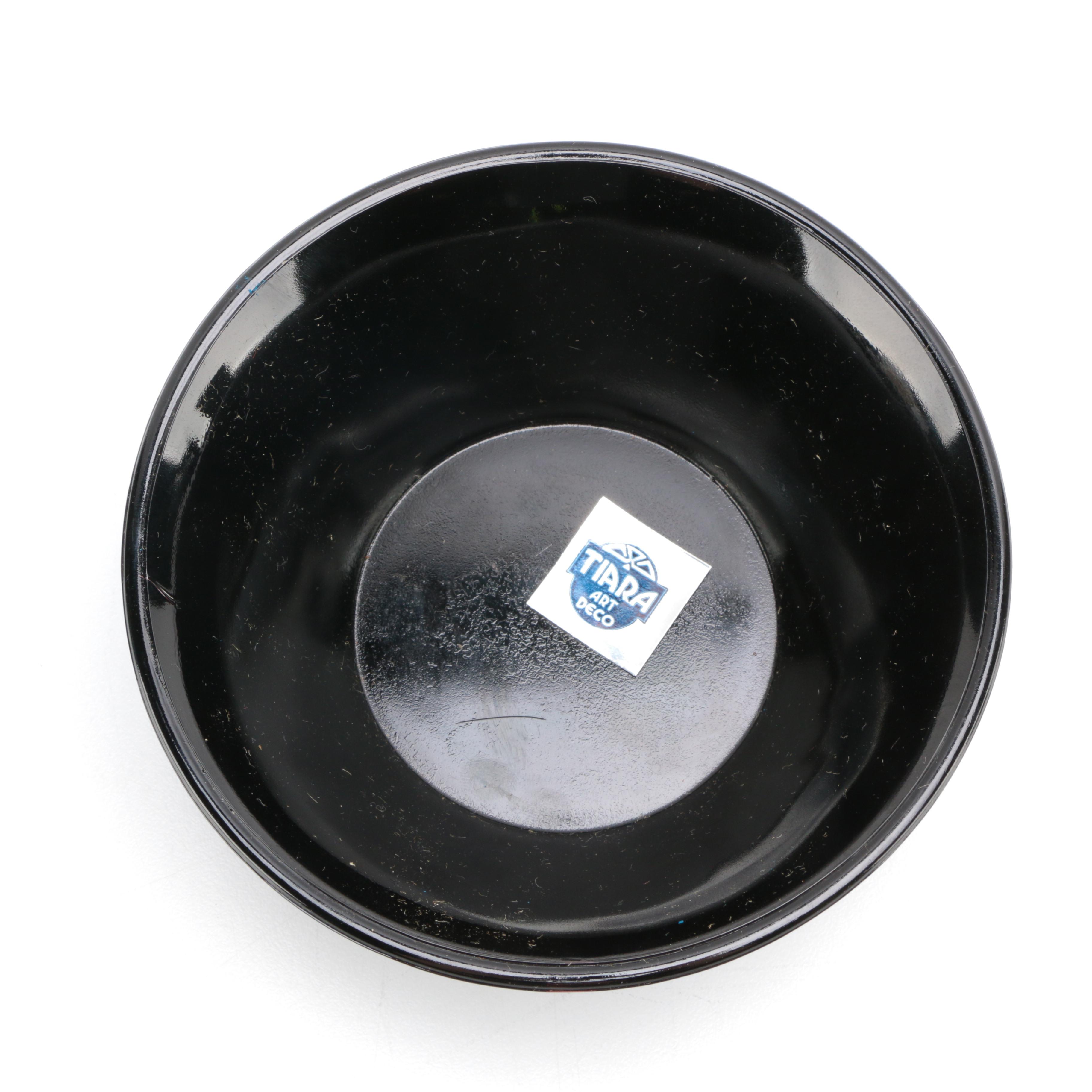 Tiara Exclusives "Art Deco" Black Amethyst Glass Circa 1970