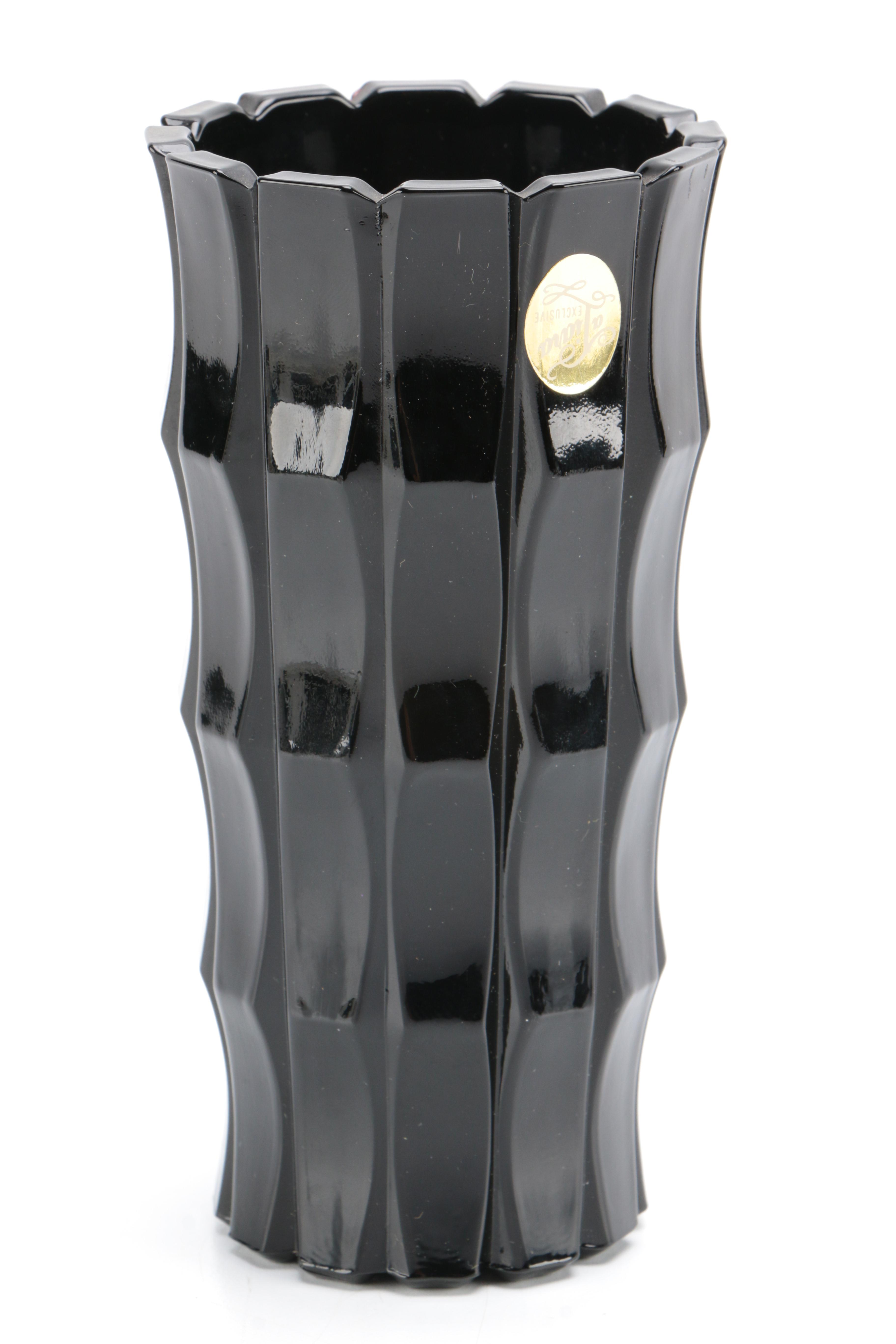 Tiara Exclusives "Art Deco" Black Amethyst Glass Circa 1970