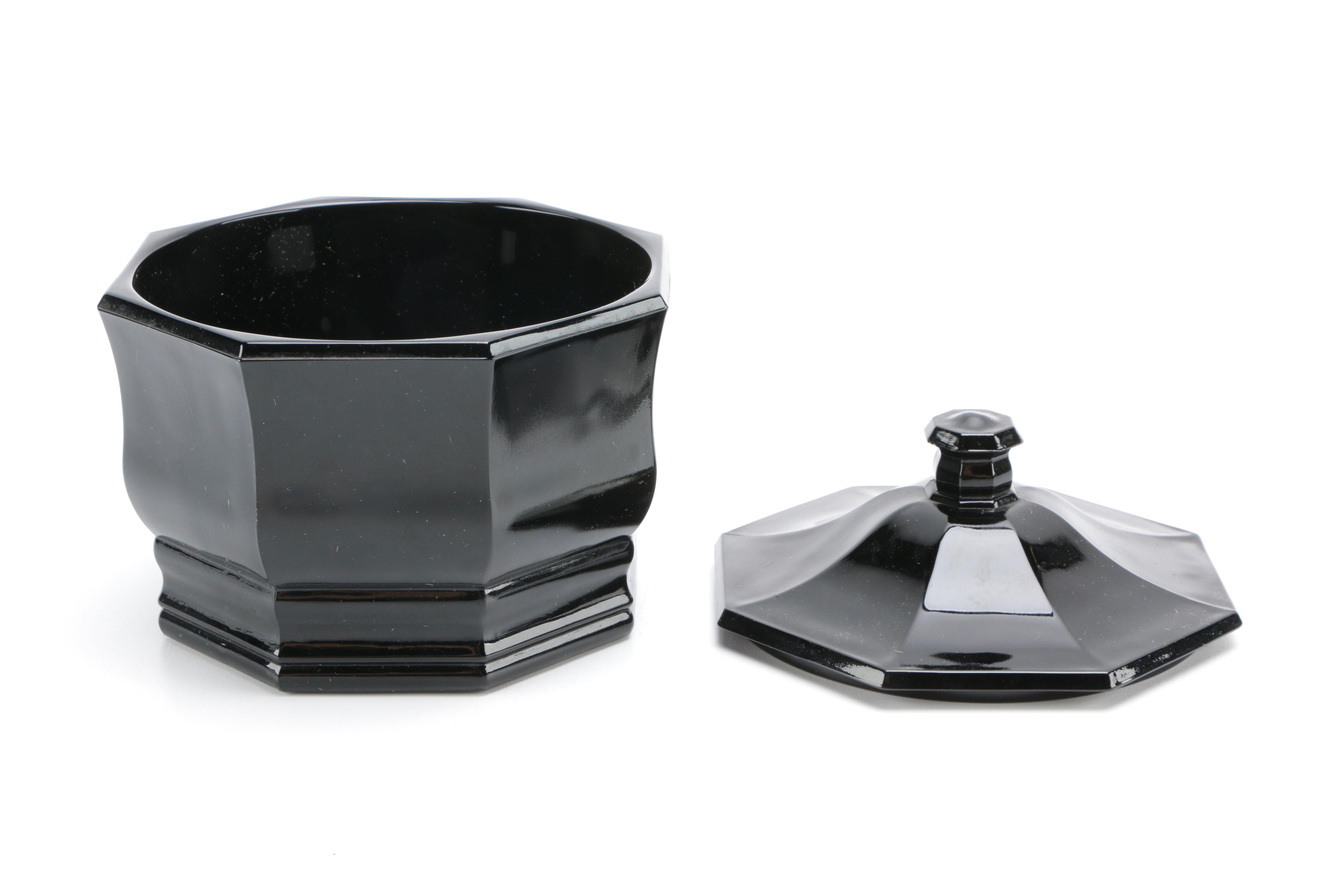 Tiara Exclusives "Art Deco" Black Amethyst Glass Circa 1970