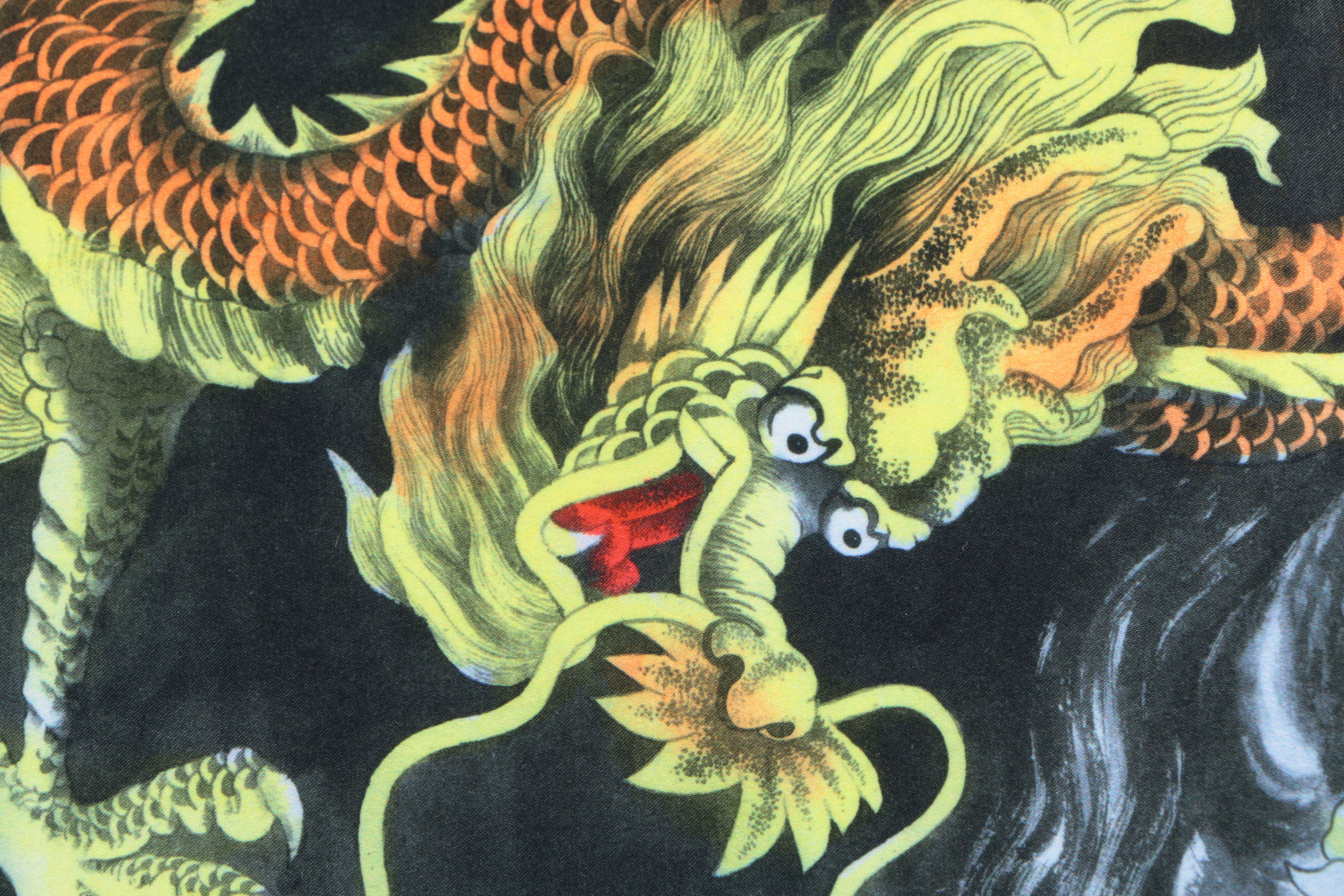 Chinese Reproduction Print on Fabric Hanging Scroll of a Dragon