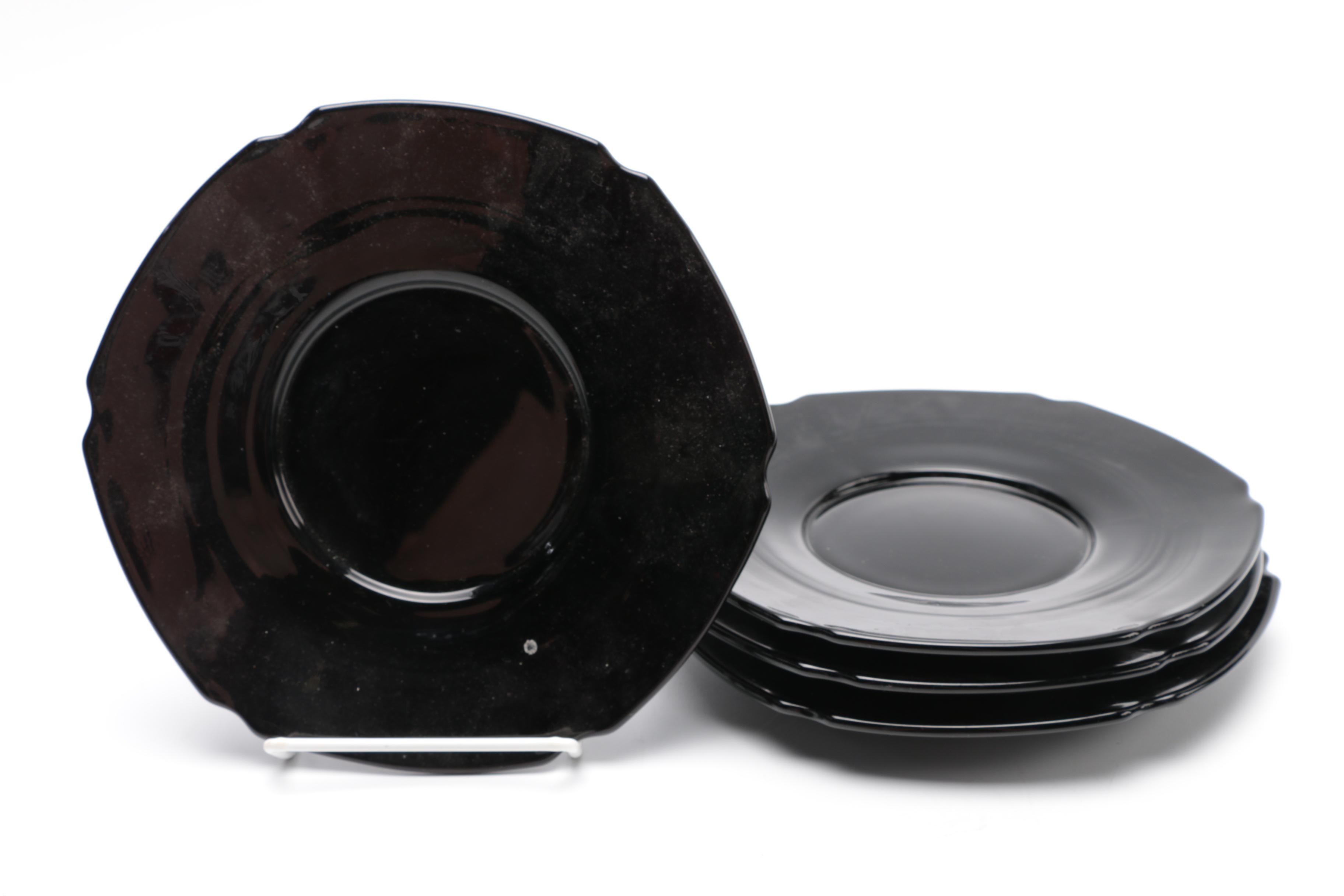 Tiara Exclusives Black Amethyst Glass Tableware Circa 1970